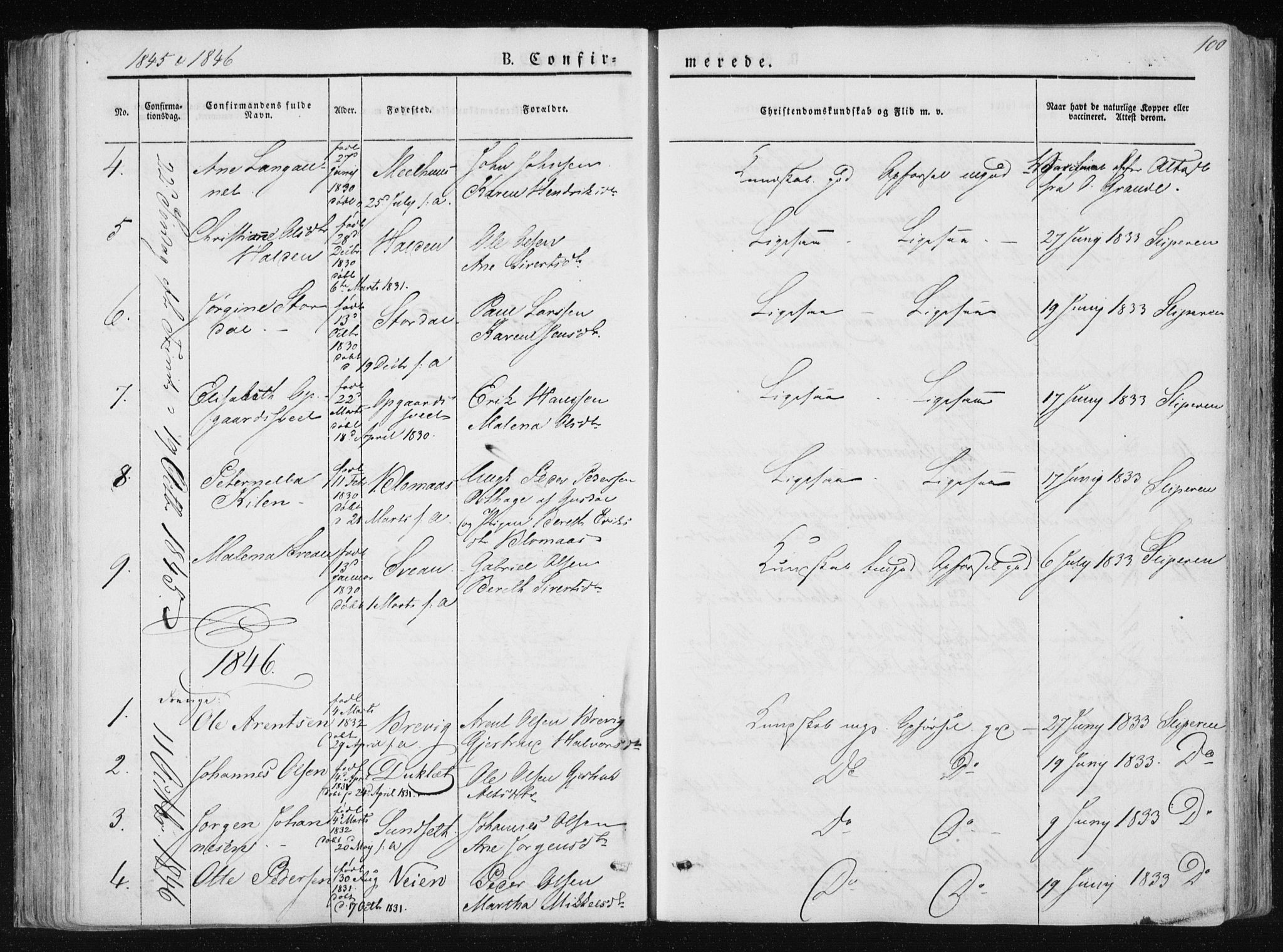 Ministerialprotokoller, klokkerbøker og fødselsregistre - Nord-Trøndelag, SAT/A-1458/733/L0323: Ministerialbok nr. 733A02, 1843-1870, s. 100