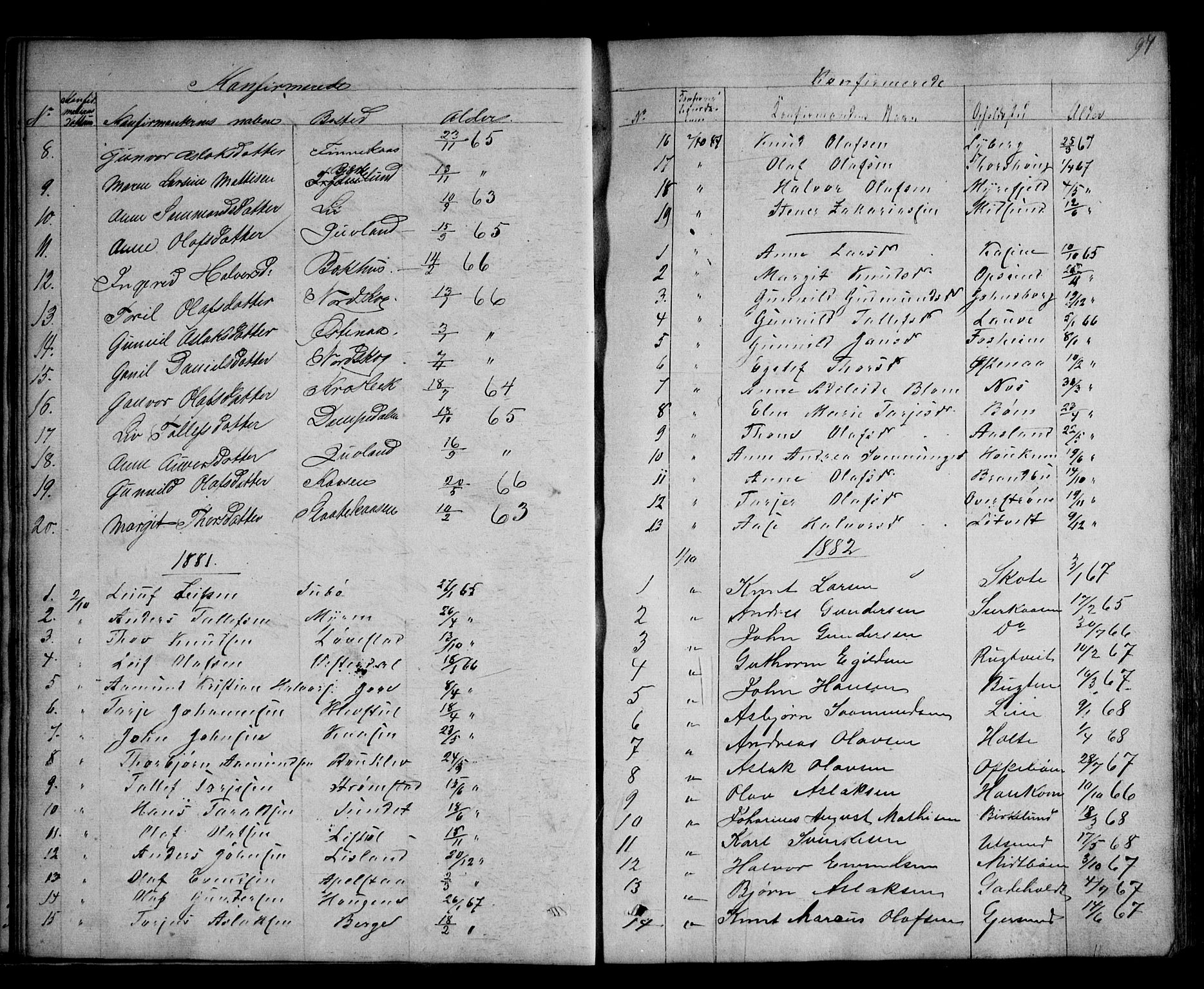 Kviteseid kirkebøker, AV/SAKO-A-276/G/Ga/L0001: Klokkerbok nr. I 1, 1850-1893, s. 97