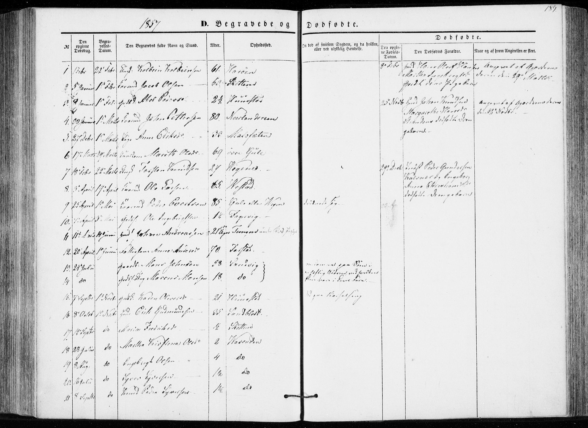 Ministerialprotokoller, klokkerbøker og fødselsregistre - Møre og Romsdal, SAT/A-1454/566/L0767: Ministerialbok nr. 566A06, 1852-1868, s. 189