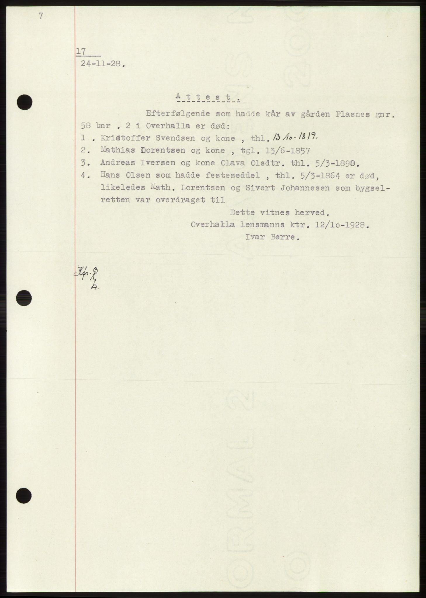 Namdal sorenskriveri, SAT/A-4133/1/2/2C: Pantebok nr. -, 1926-1930, Tingl.dato: 24.11.1928