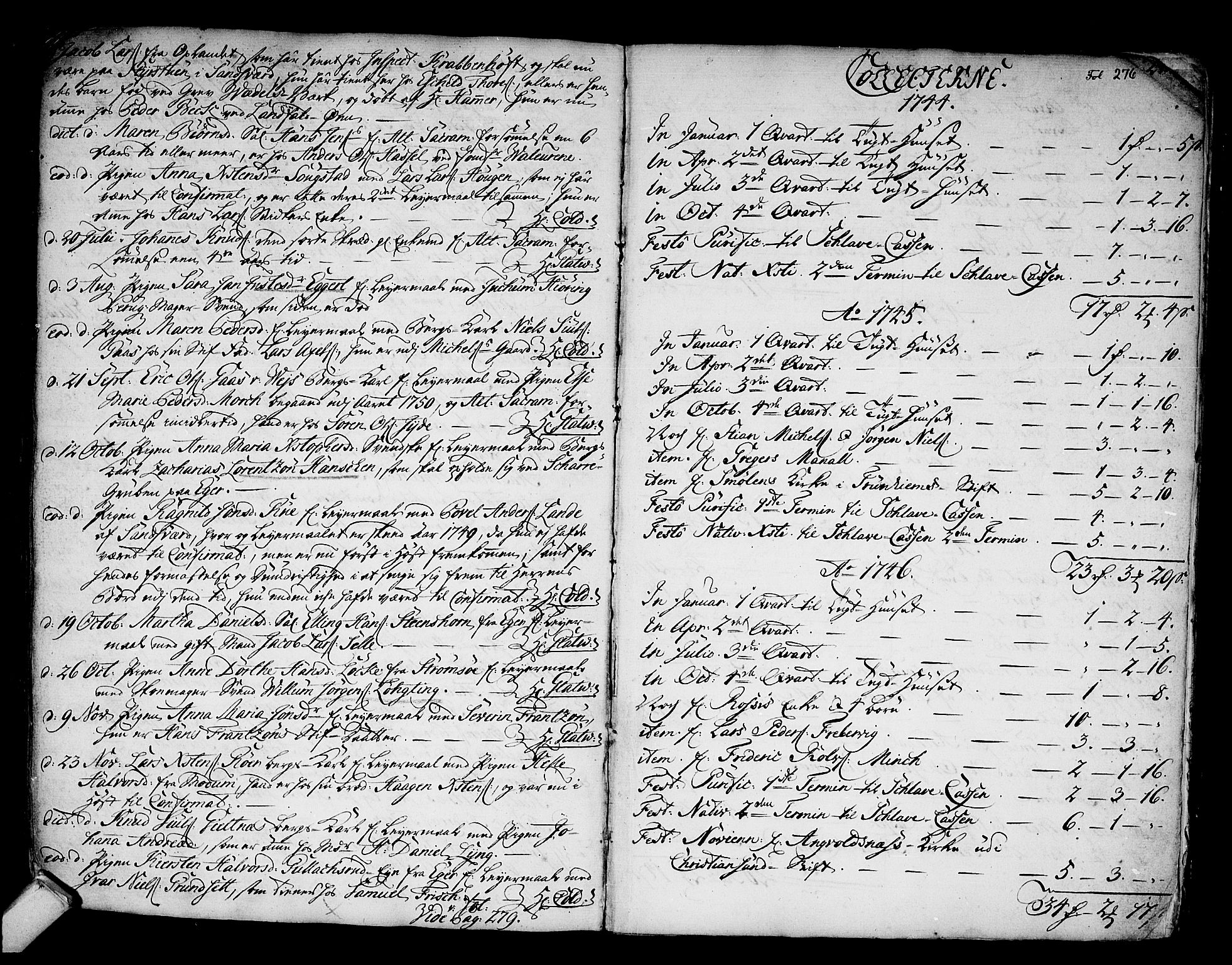 Kongsberg kirkebøker, SAKO/A-22/F/Fa/L0003: Ministerialbok nr. I 3, 1744-1755, s. 276
