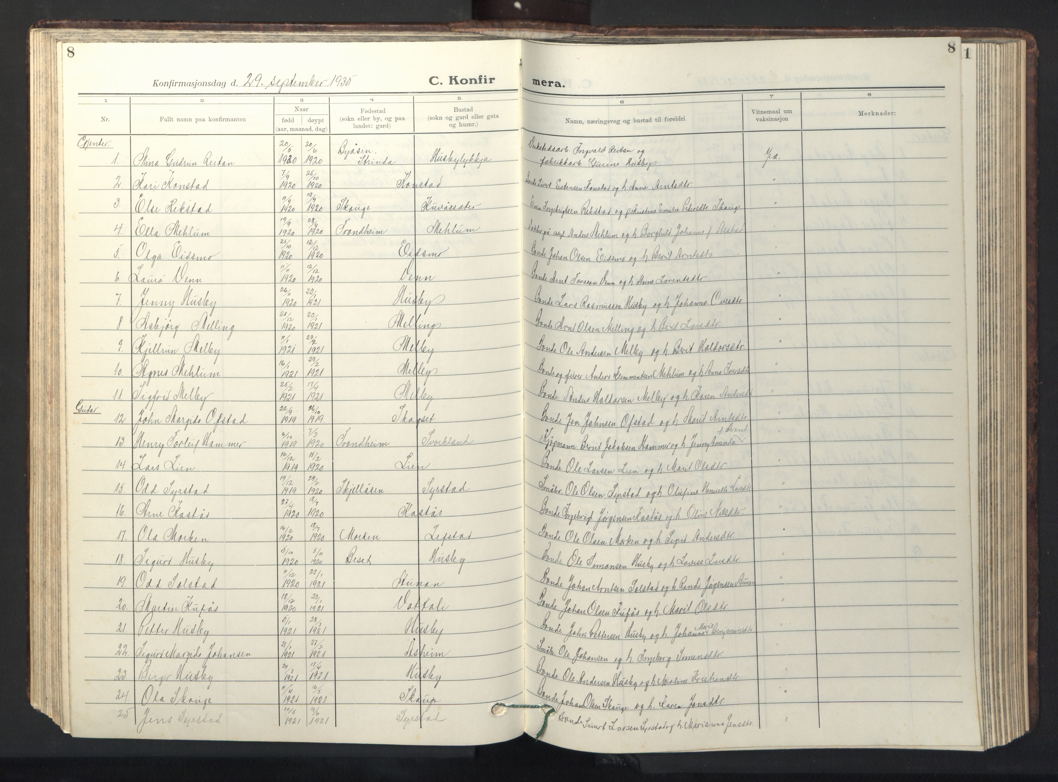Ministerialprotokoller, klokkerbøker og fødselsregistre - Sør-Trøndelag, AV/SAT-A-1456/667/L0799: Klokkerbok nr. 667C04, 1929-1950, s. 8