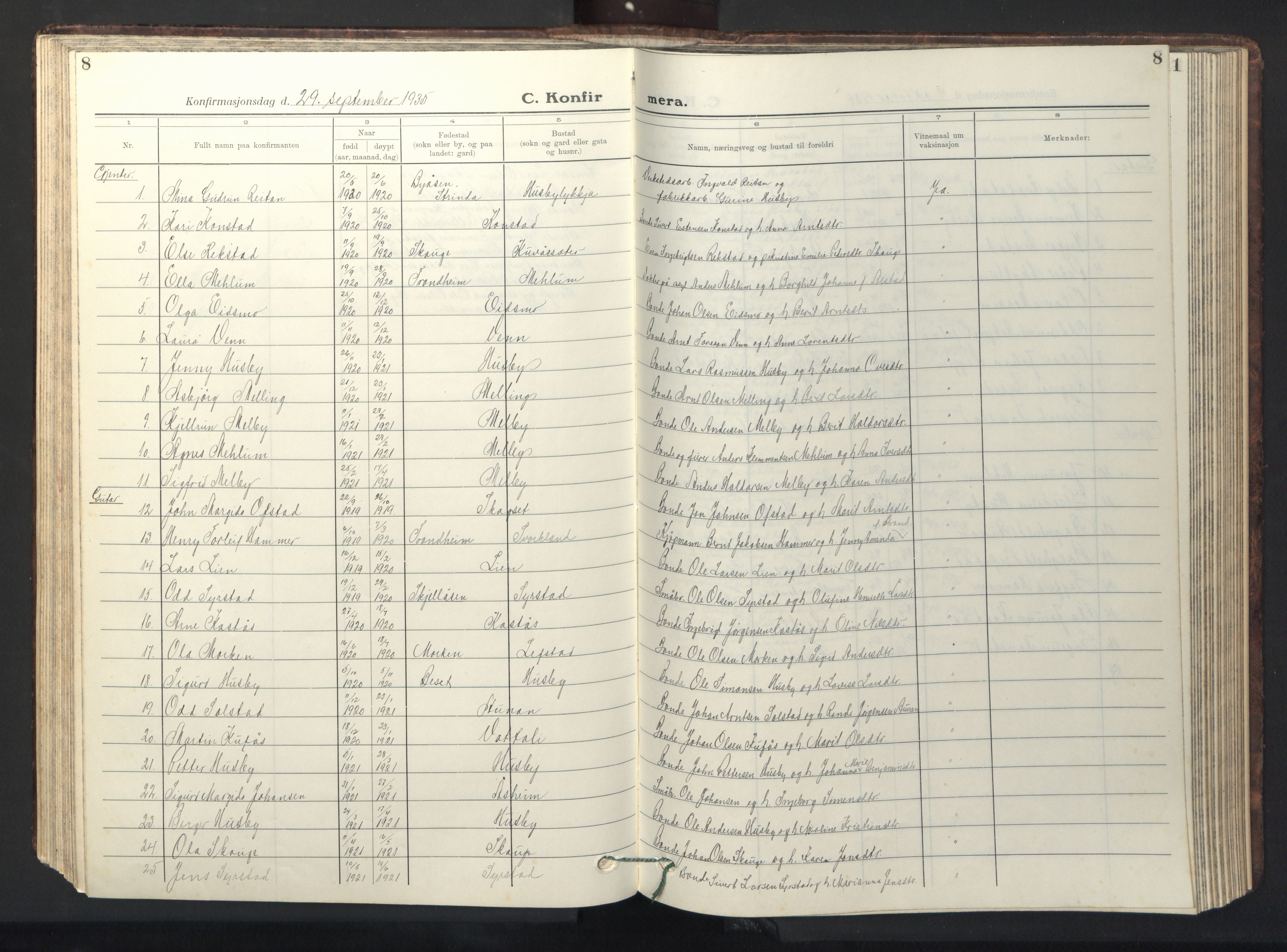 Ministerialprotokoller, klokkerbøker og fødselsregistre - Sør-Trøndelag, SAT/A-1456/667/L0799: Klokkerbok nr. 667C04, 1929-1950, s. 8