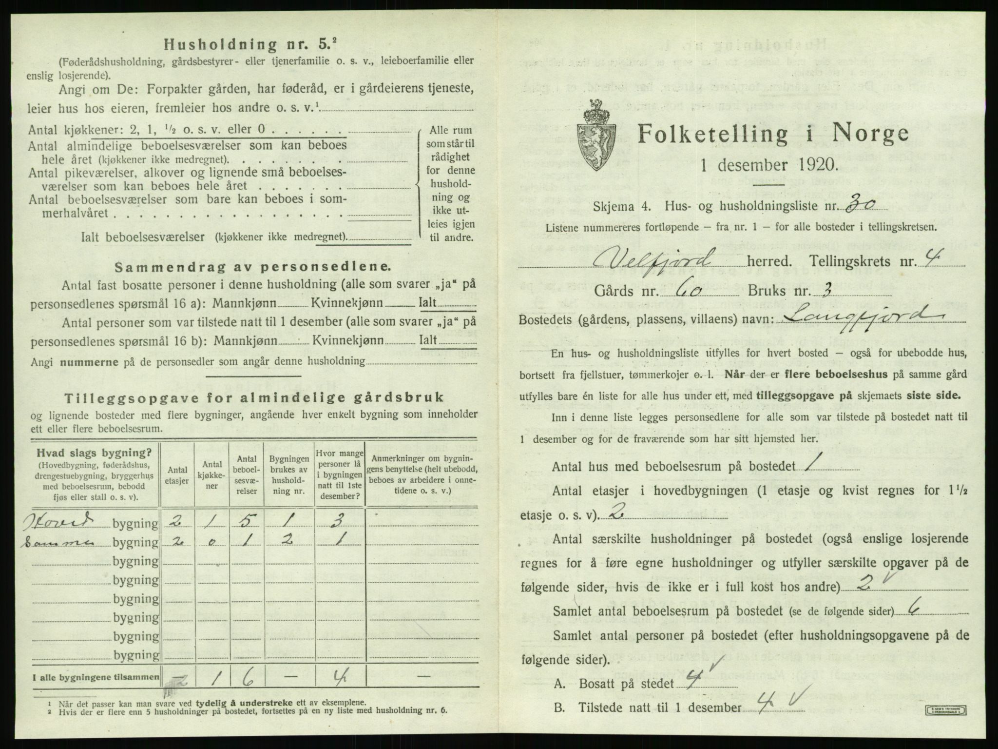 SAT, Folketelling 1920 for 1813 Velfjord herred, 1920, s. 461