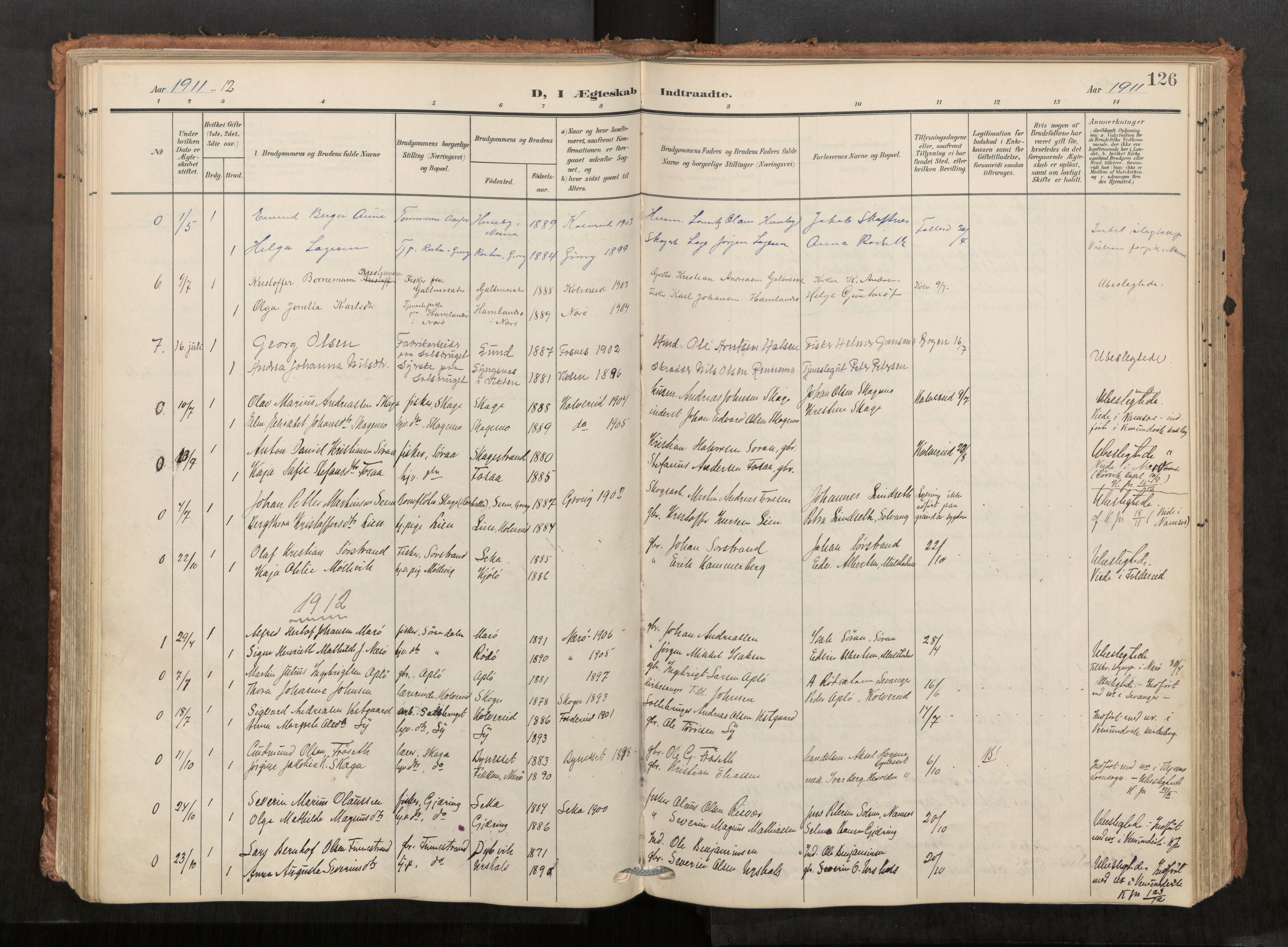 Kolvereid sokneprestkontor, AV/SAT-A-1171/H/Ha/Haa/L0001: Ministerialbok nr. 1, 1903-1922, s. 126