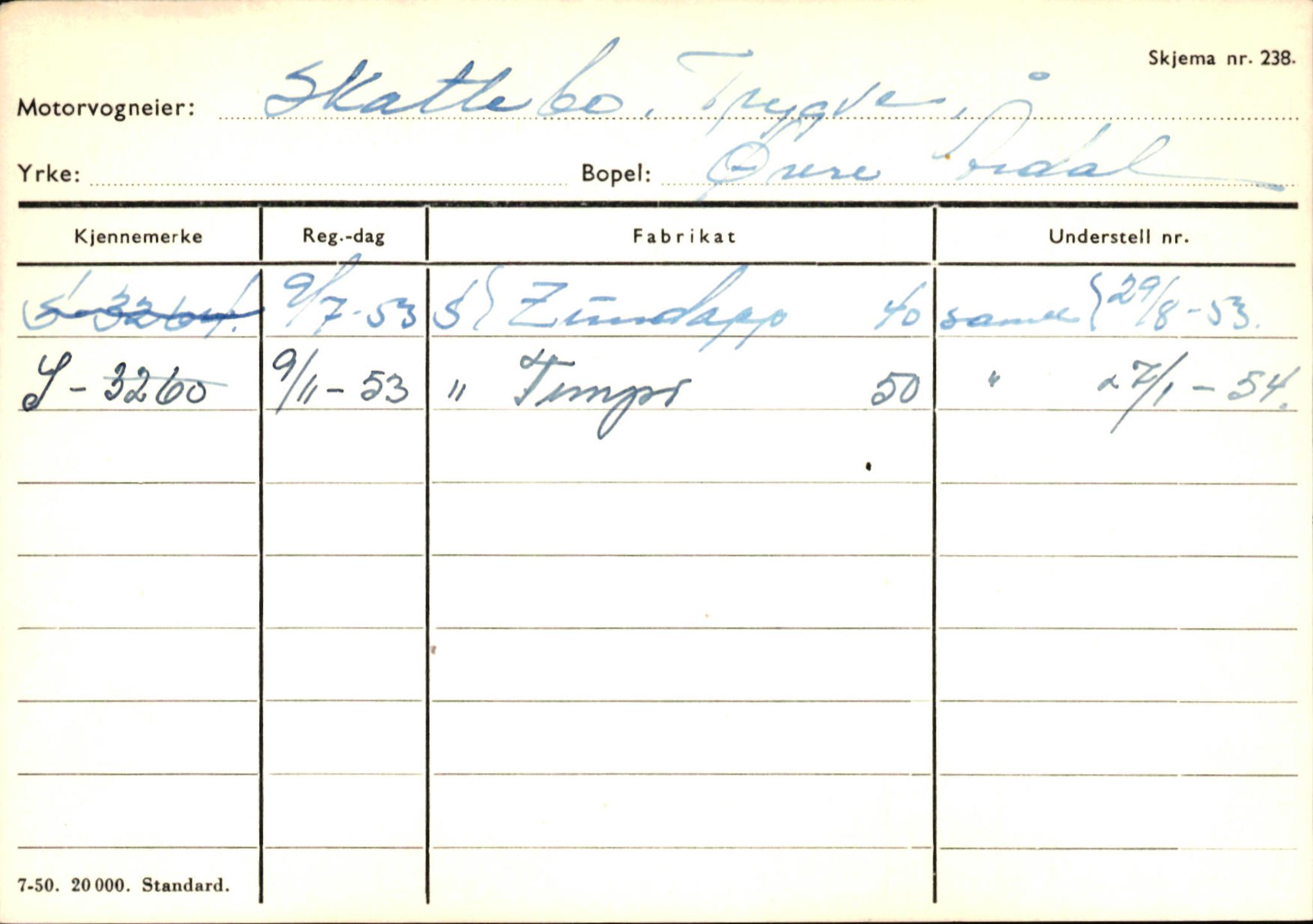 Statens vegvesen, Sogn og Fjordane vegkontor, SAB/A-5301/4/F/L0146: Registerkort Årdal R-Å samt diverse kort, 1945-1975, s. 338