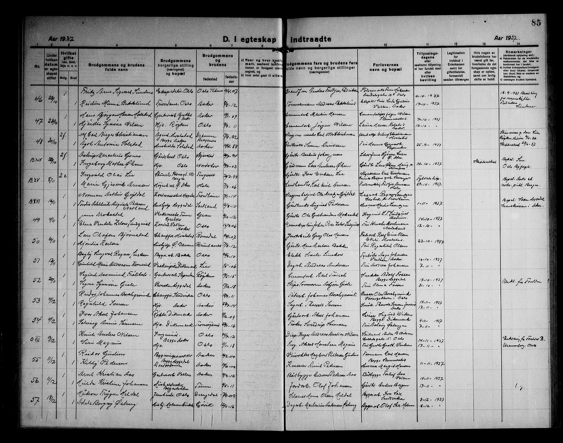 Asker prestekontor Kirkebøker, SAO/A-10256a/F/Fa/L0020: Ministerialbok nr. I 20, 1918-1948, s. 85