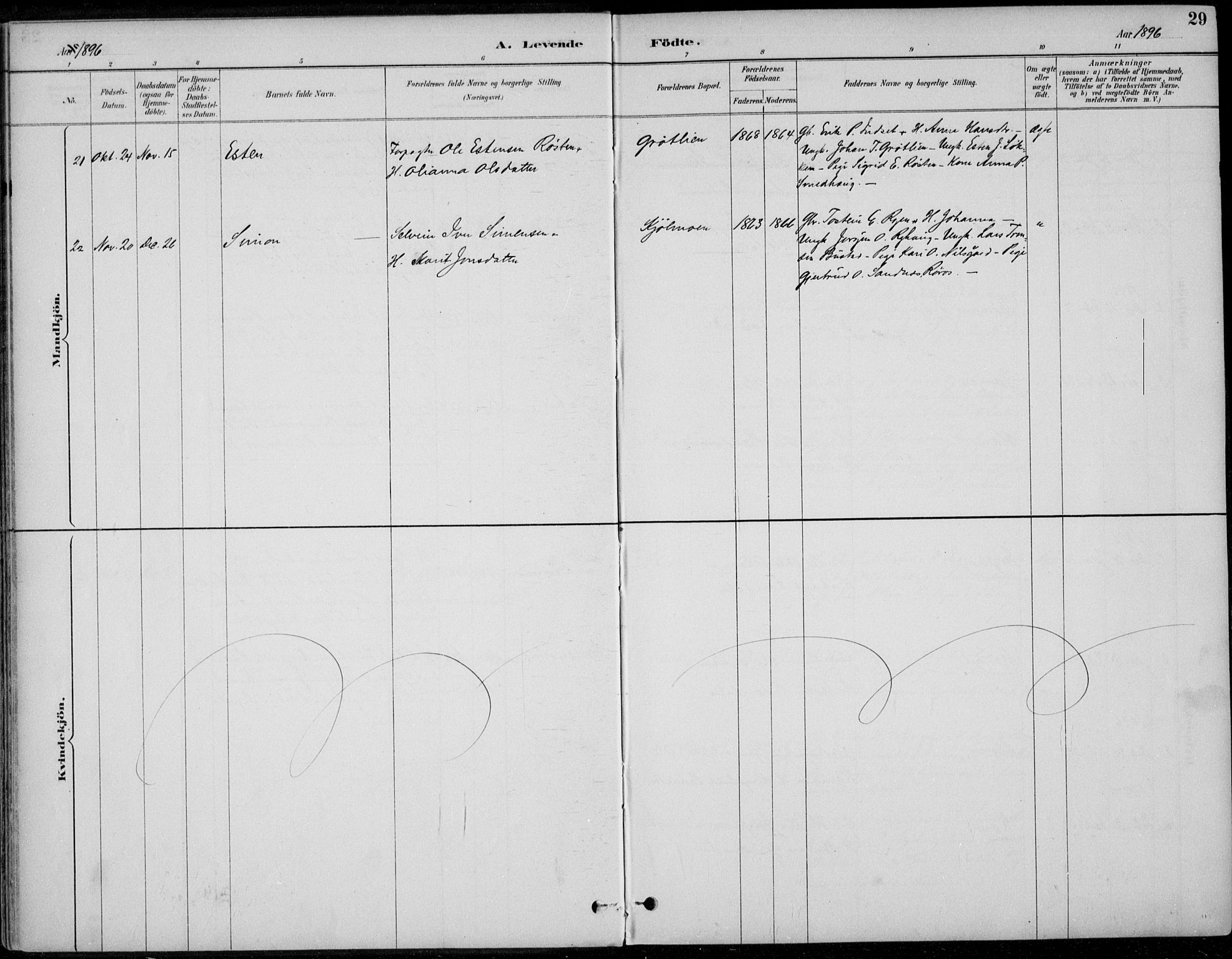 Alvdal prestekontor, AV/SAH-PREST-060/H/Ha/Haa/L0003: Ministerialbok nr. 3, 1886-1912, s. 29