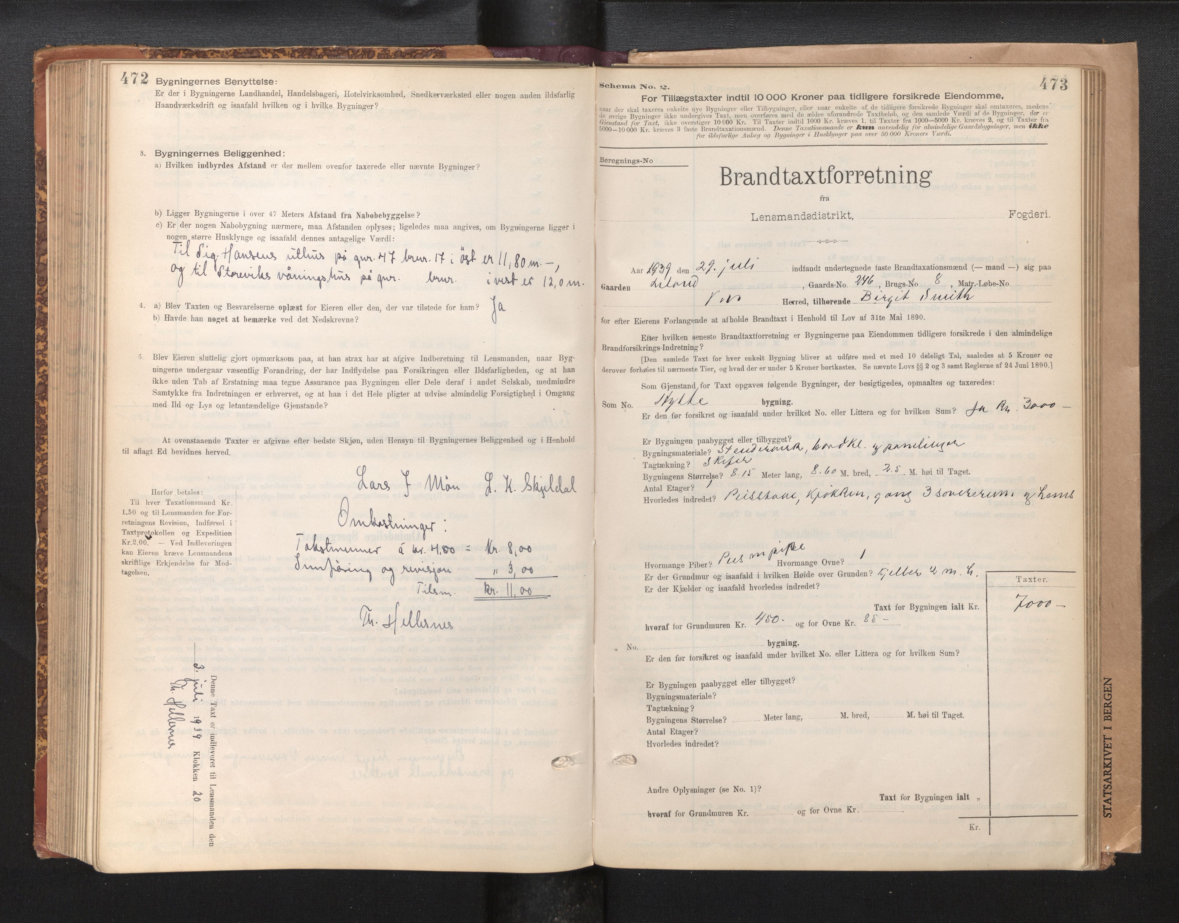Lensmannen i Voss, SAB/A-35801/0012/L0008: Branntakstprotokoll, skjematakst, 1895-1945, s. 472-473
