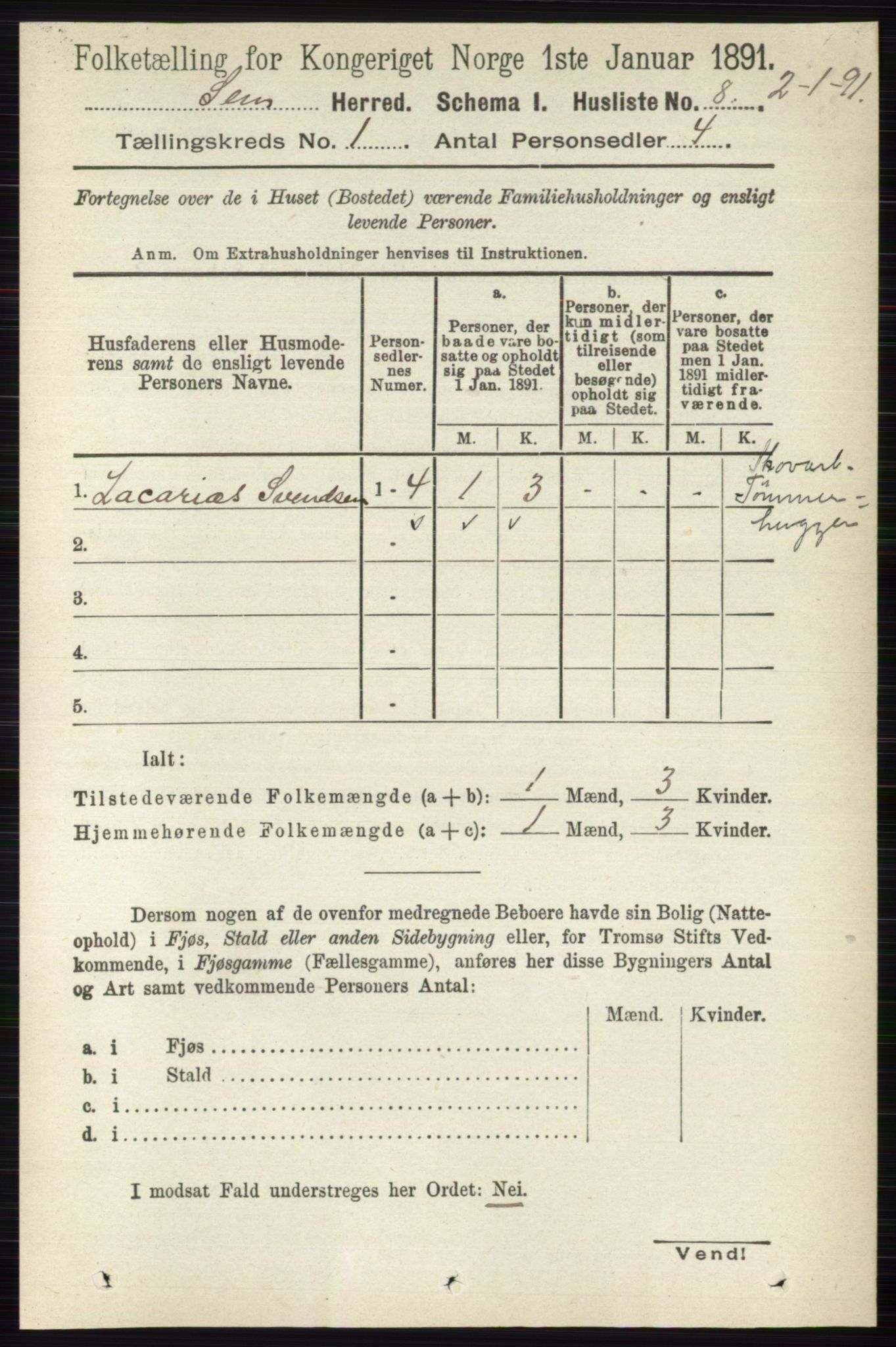 RA, Folketelling 1891 for 0721 Sem herred, 1891, s. 42