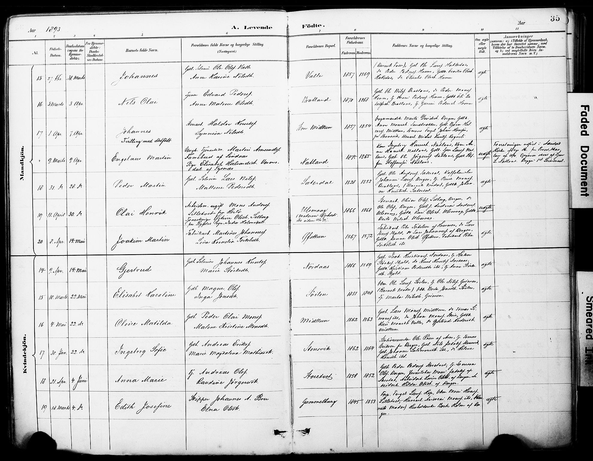 Fana Sokneprestembete, AV/SAB-A-75101/H/Haa/Haai/L0002: Ministerialbok nr. I 2, 1888-1899, s. 35
