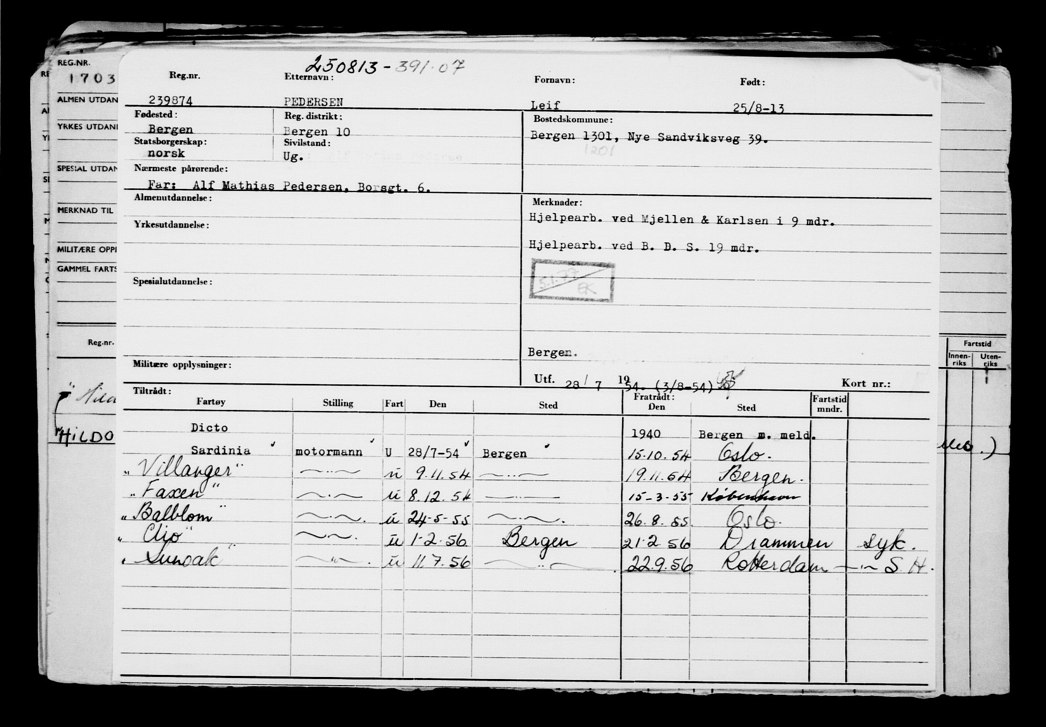 Direktoratet for sjømenn, AV/RA-S-3545/G/Gb/L0114: Hovedkort, 1913, s. 891