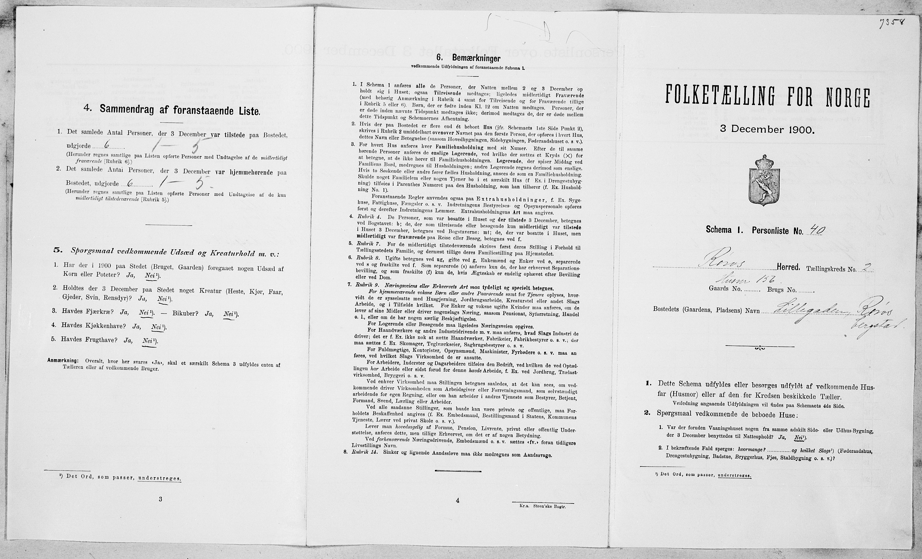 SAT, Folketelling 1900 for 1640 Røros herred, 1900, s. 224