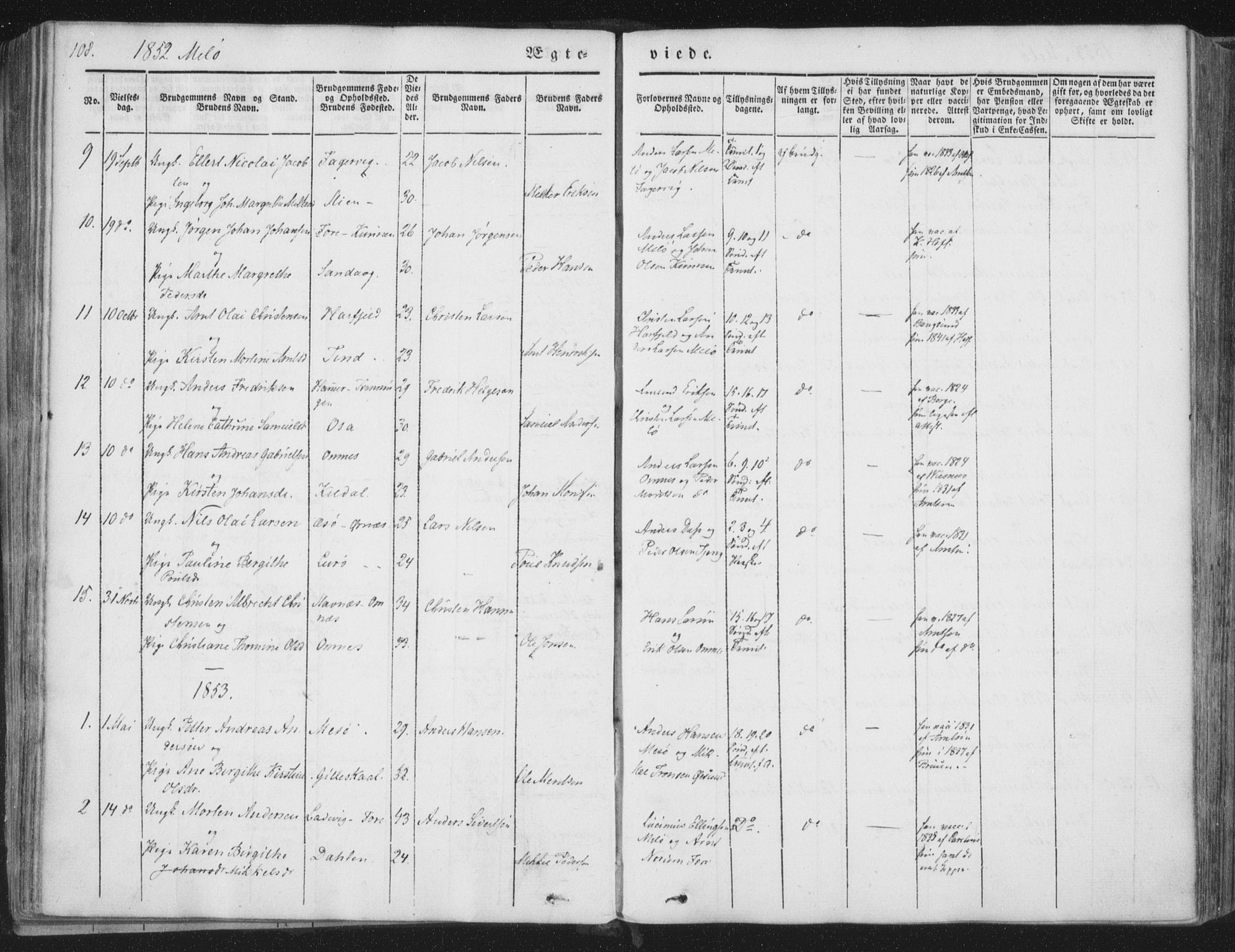 Ministerialprotokoller, klokkerbøker og fødselsregistre - Nordland, AV/SAT-A-1459/841/L0604: Ministerialbok nr. 841A09 /2, 1845-1862, s. 108