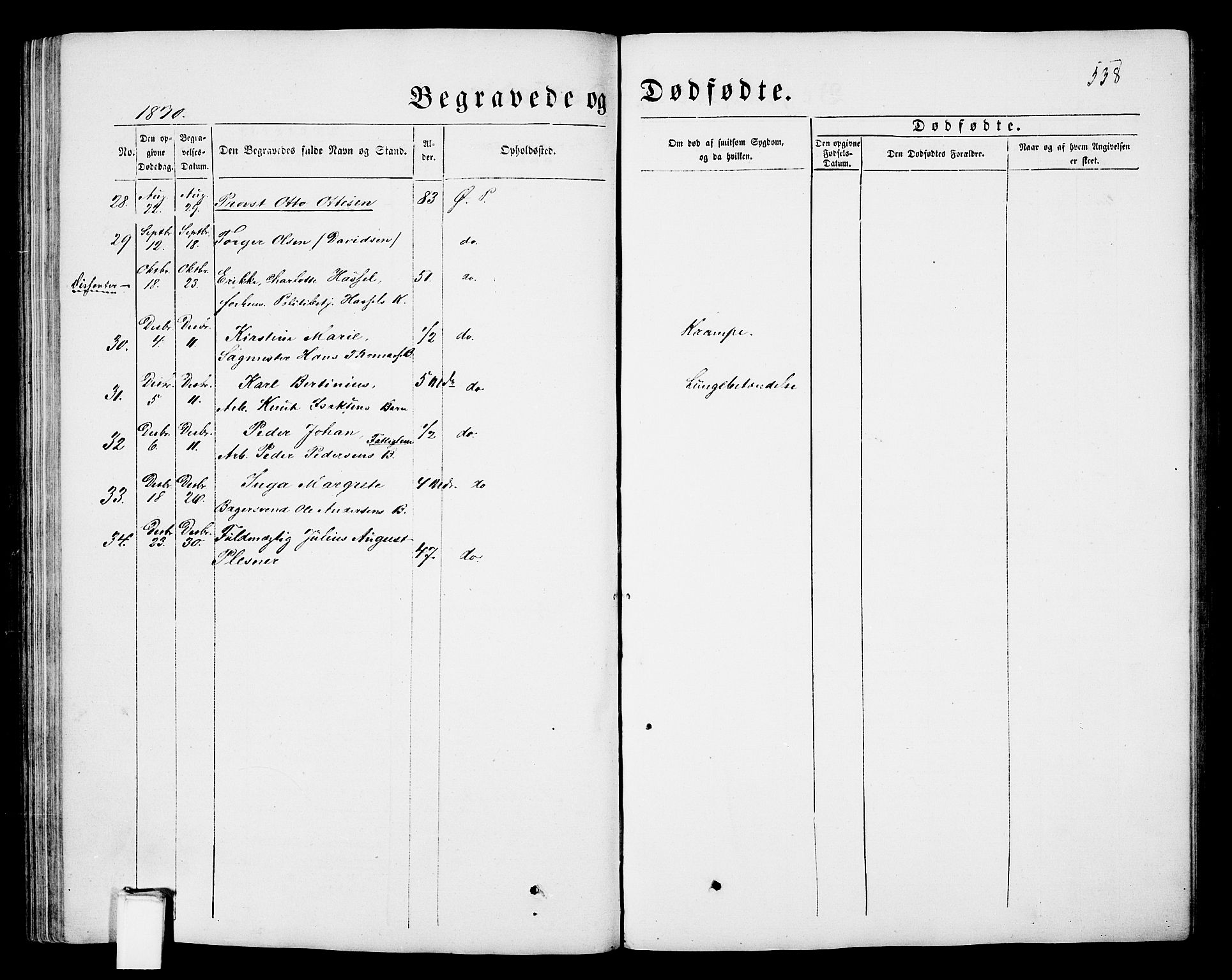 Porsgrunn kirkebøker , SAKO/A-104/G/Gb/L0004: Klokkerbok nr. II 4, 1853-1882, s. 538