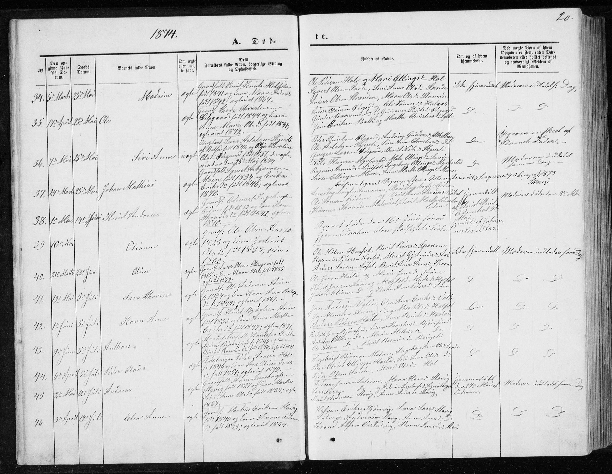 Ministerialprotokoller, klokkerbøker og fødselsregistre - Møre og Romsdal, AV/SAT-A-1454/565/L0754: Klokkerbok nr. 565C03, 1870-1896, s. 20