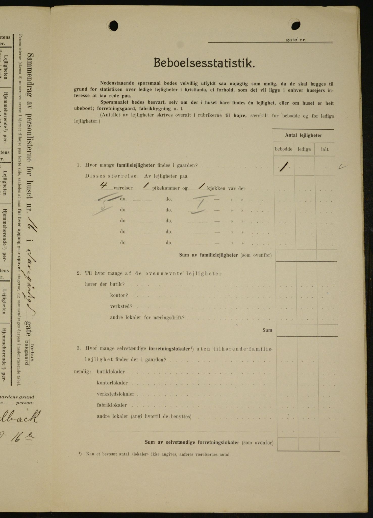 OBA, Kommunal folketelling 1.2.1909 for Kristiania kjøpstad, 1909, s. 81229