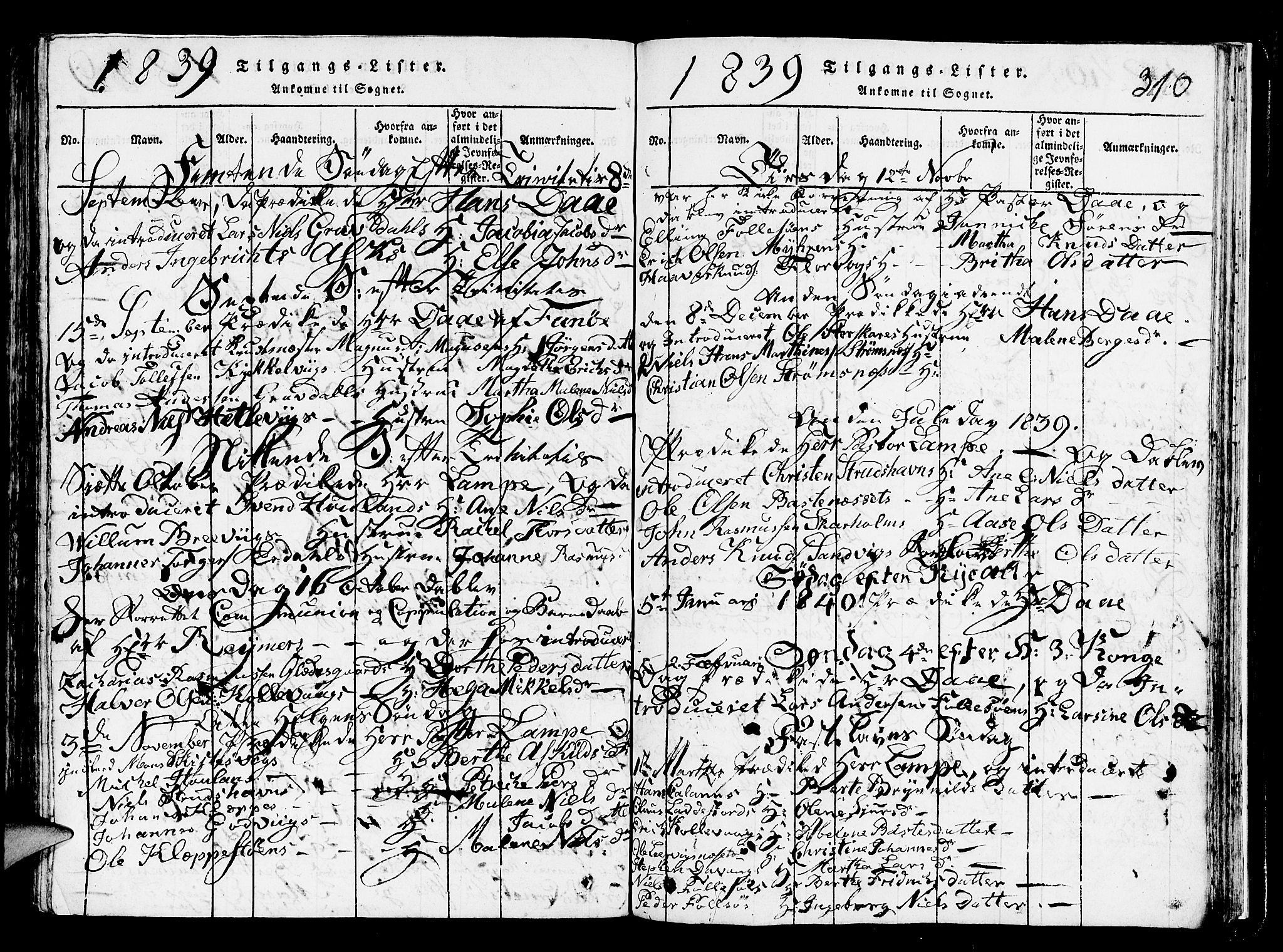 Askøy Sokneprestembete, AV/SAB-A-74101/H/Ha/Hab/Haba/L0002: Klokkerbok nr. A 2, 1815-1846, s. 310