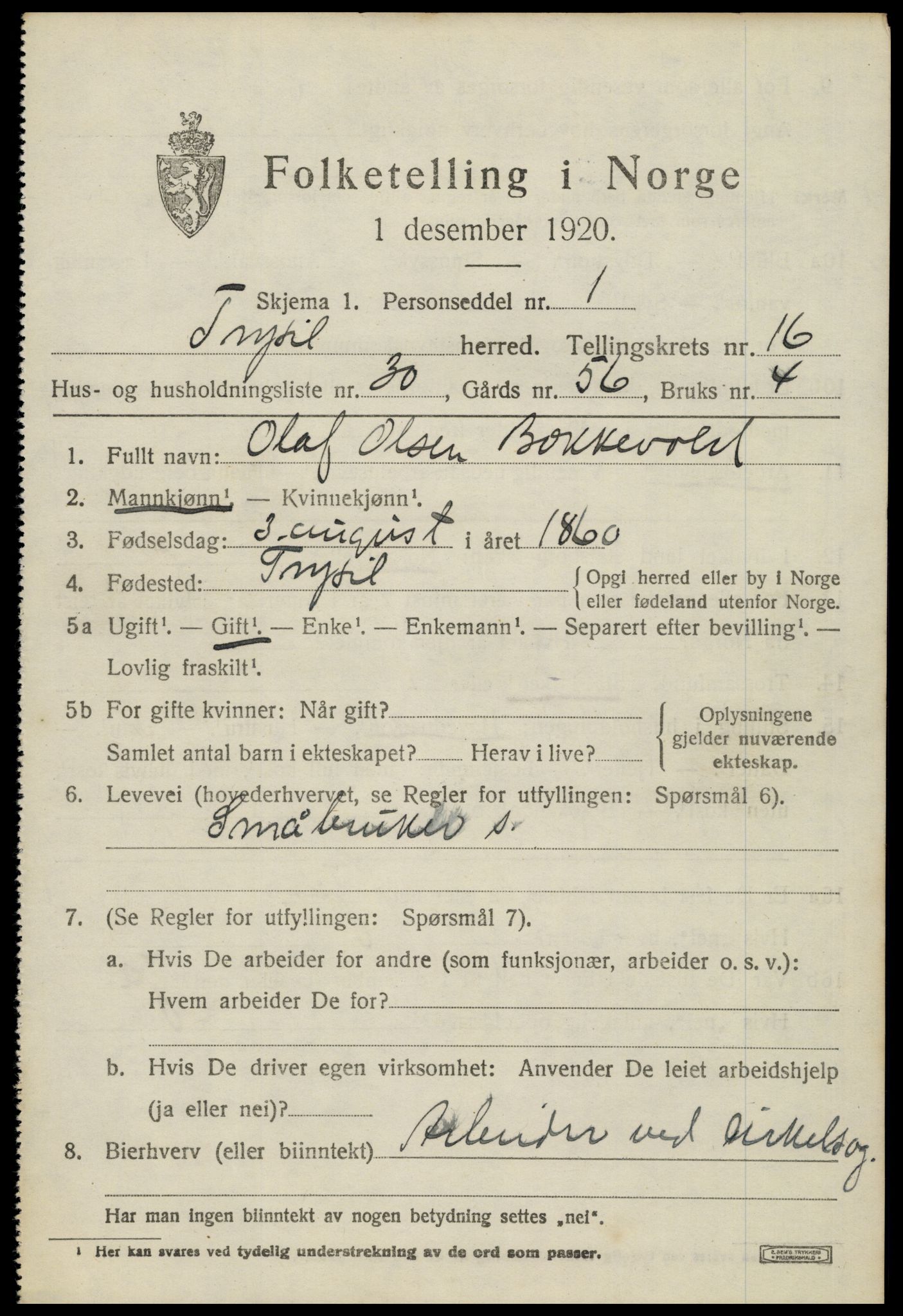 SAH, Folketelling 1920 for 0428 Trysil herred, 1920, s. 9765