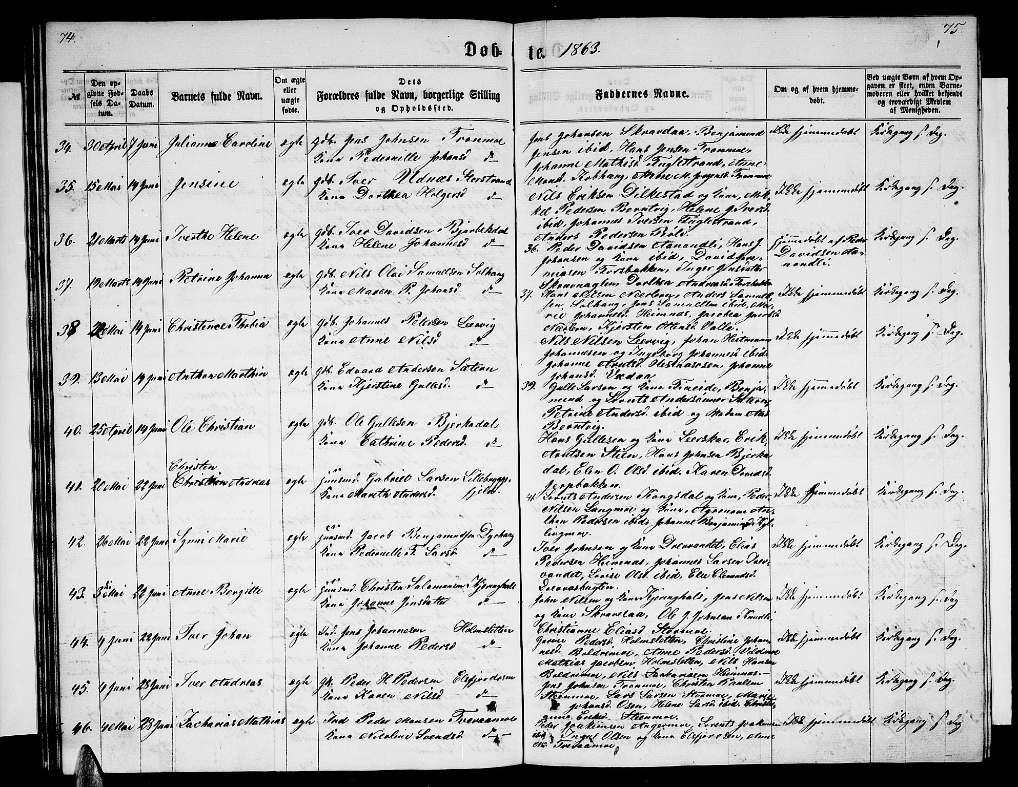 Ministerialprotokoller, klokkerbøker og fødselsregistre - Nordland, AV/SAT-A-1459/825/L0365: Klokkerbok nr. 825C02, 1858-1873, s. 74-75