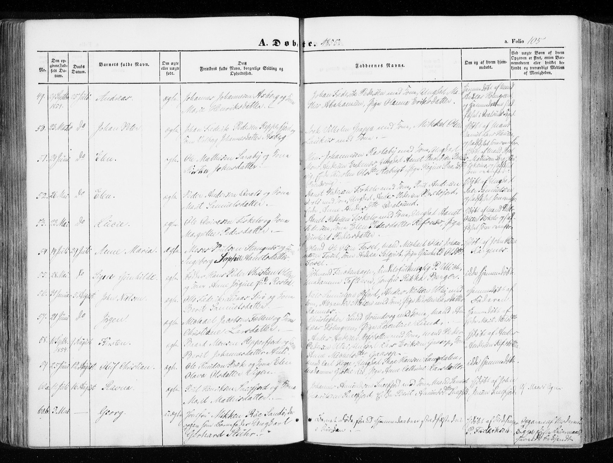 Hammerfest sokneprestkontor, AV/SATØ-S-1347/H/Ha/L0004.kirke: Ministerialbok nr. 4, 1843-1856, s. 105