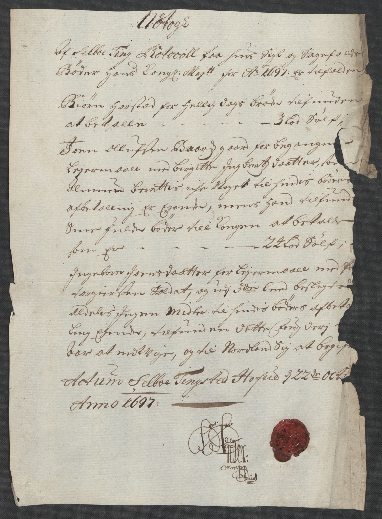 Rentekammeret inntil 1814, Reviderte regnskaper, Fogderegnskap, AV/RA-EA-4092/R61/L4106: Fogderegnskap Strinda og Selbu, 1696-1697, s. 230