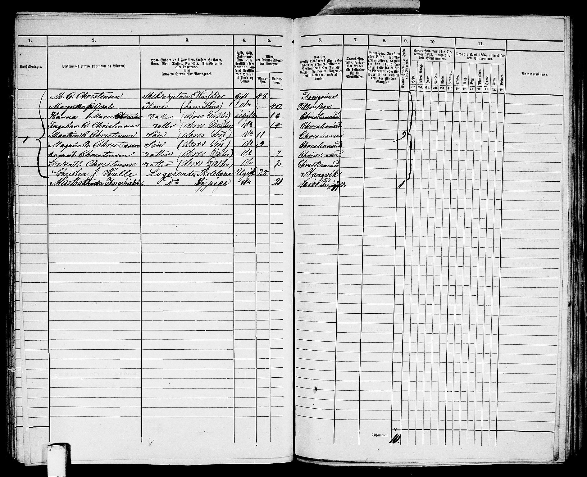 RA, Folketelling 1865 for 1503B Kristiansund prestegjeld, Kristiansund kjøpstad, 1865, s. 329