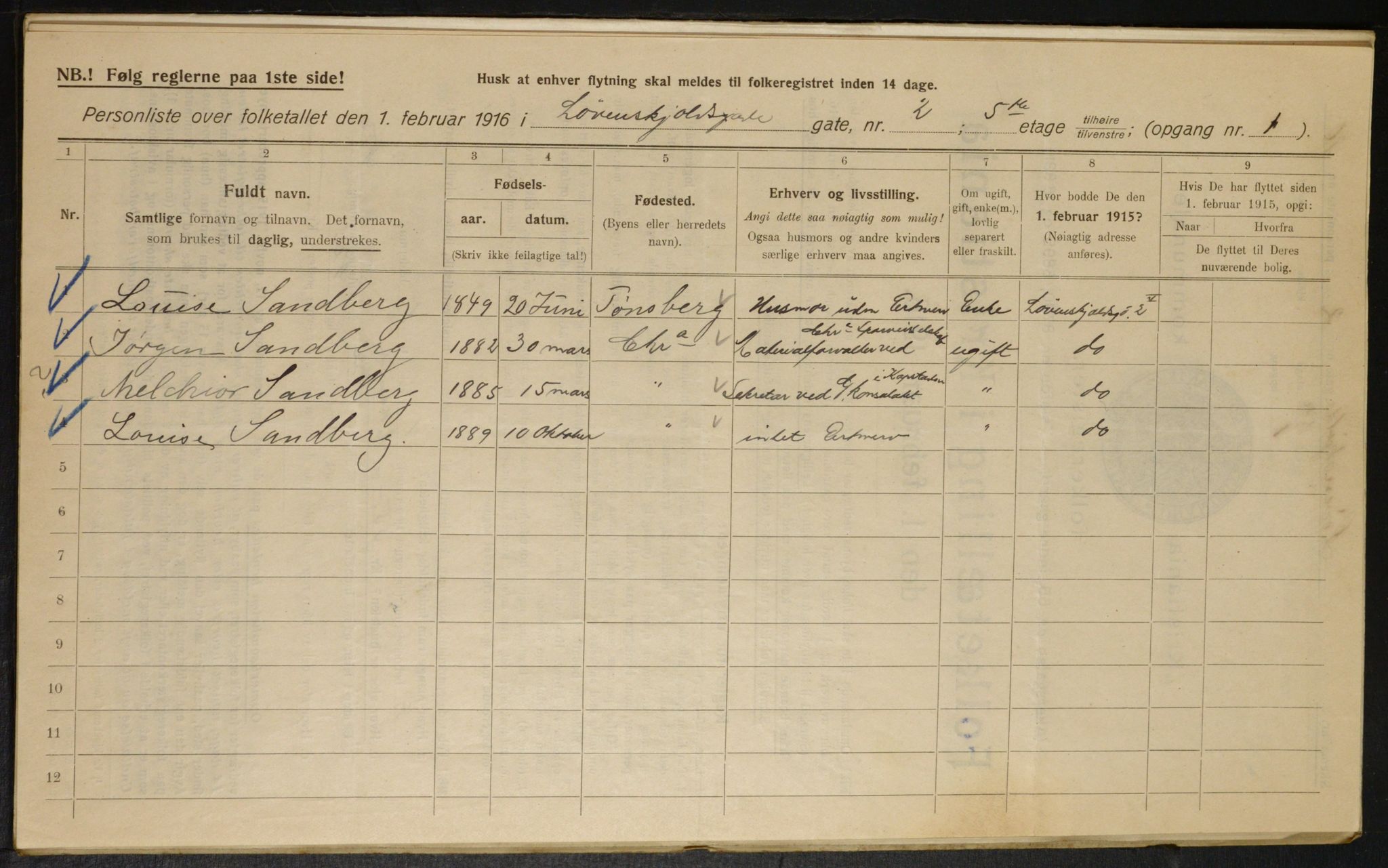 OBA, Kommunal folketelling 1.2.1916 for Kristiania, 1916, s. 60115