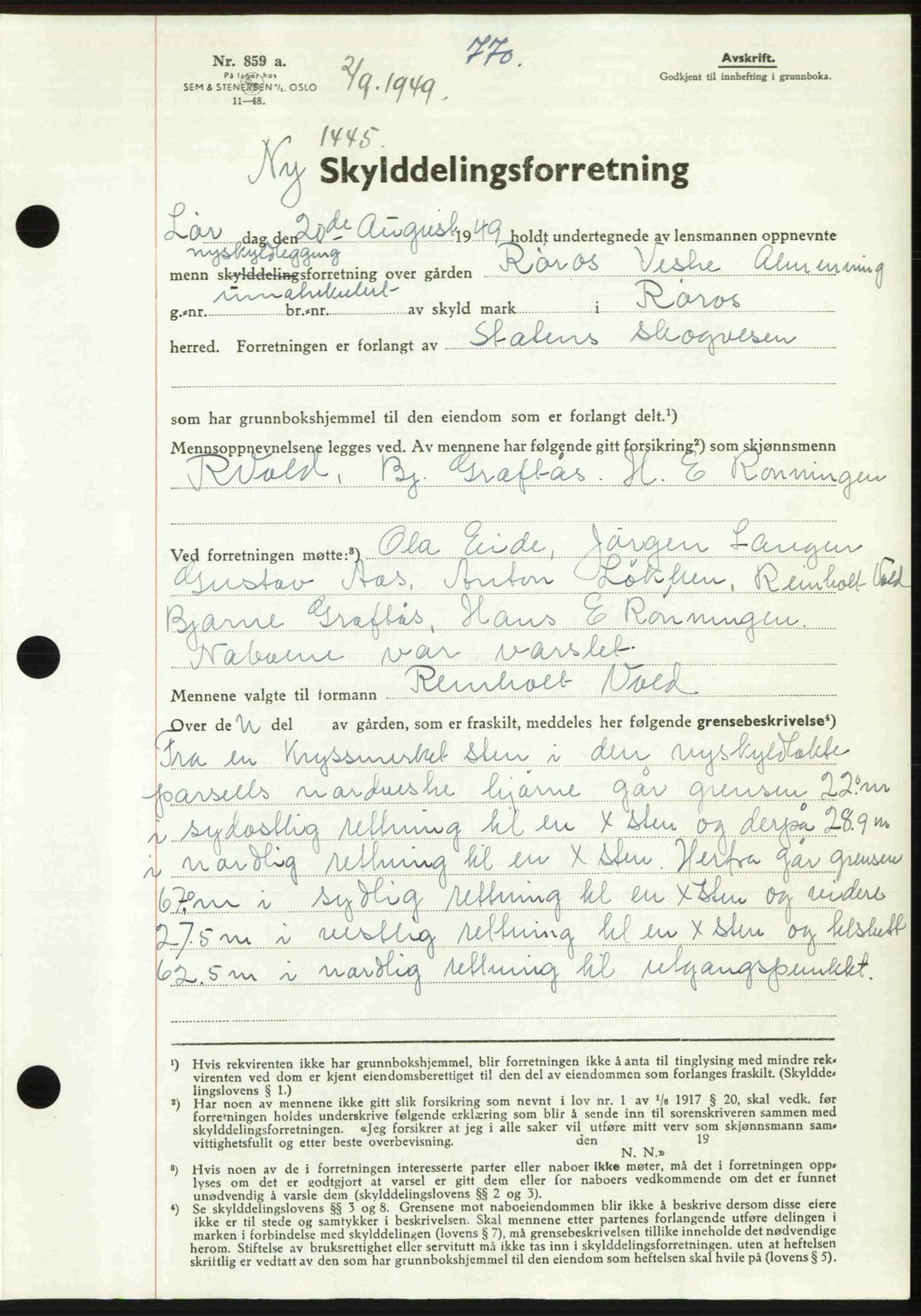 Gauldal sorenskriveri, SAT/A-0014/1/2/2C: Pantebok nr. A8, 1949-1949, Dagboknr: 1445/1949