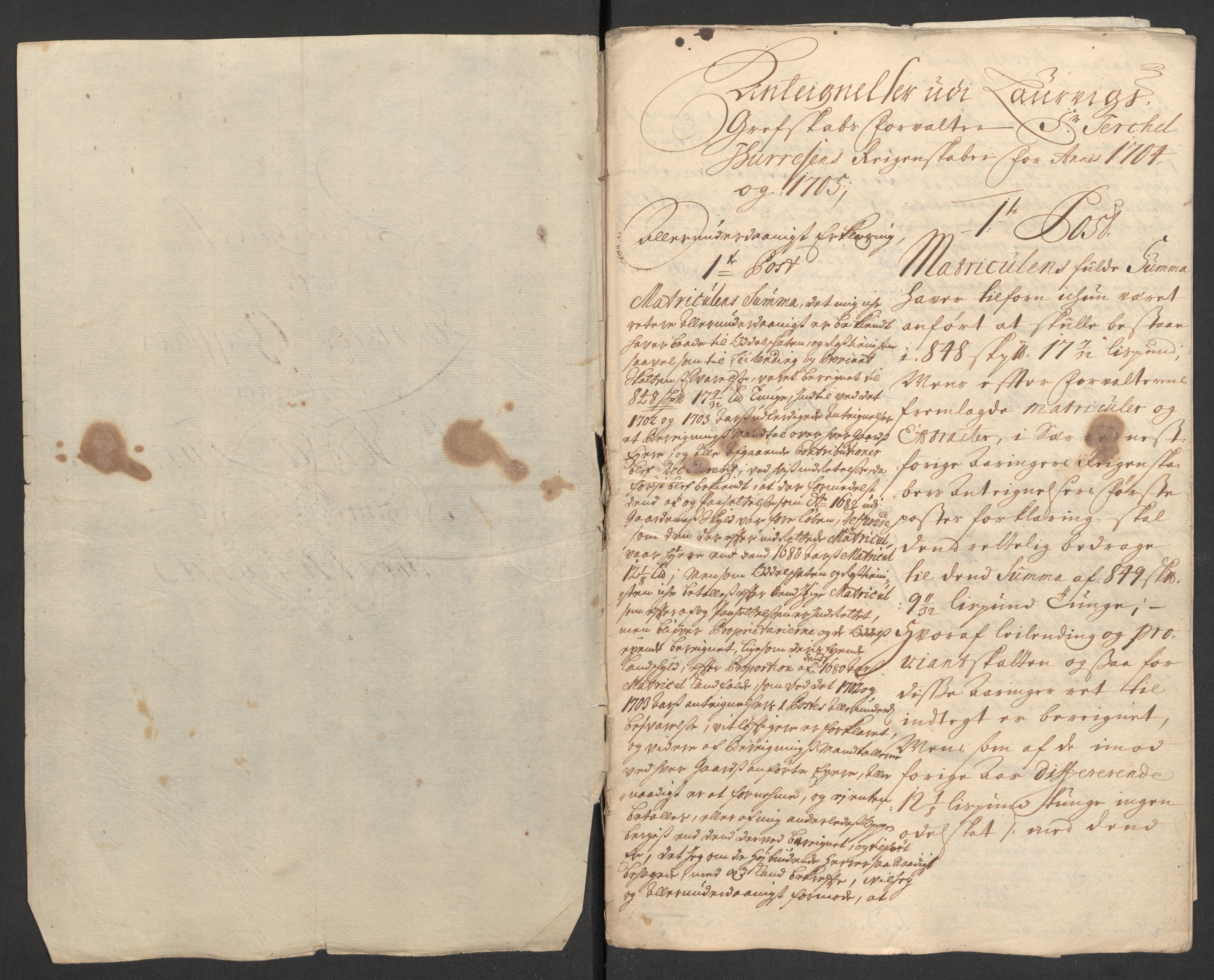 Rentekammeret inntil 1814, Reviderte regnskaper, Fogderegnskap, RA/EA-4092/R33/L1978: Fogderegnskap Larvik grevskap, 1704-1705, s. 426