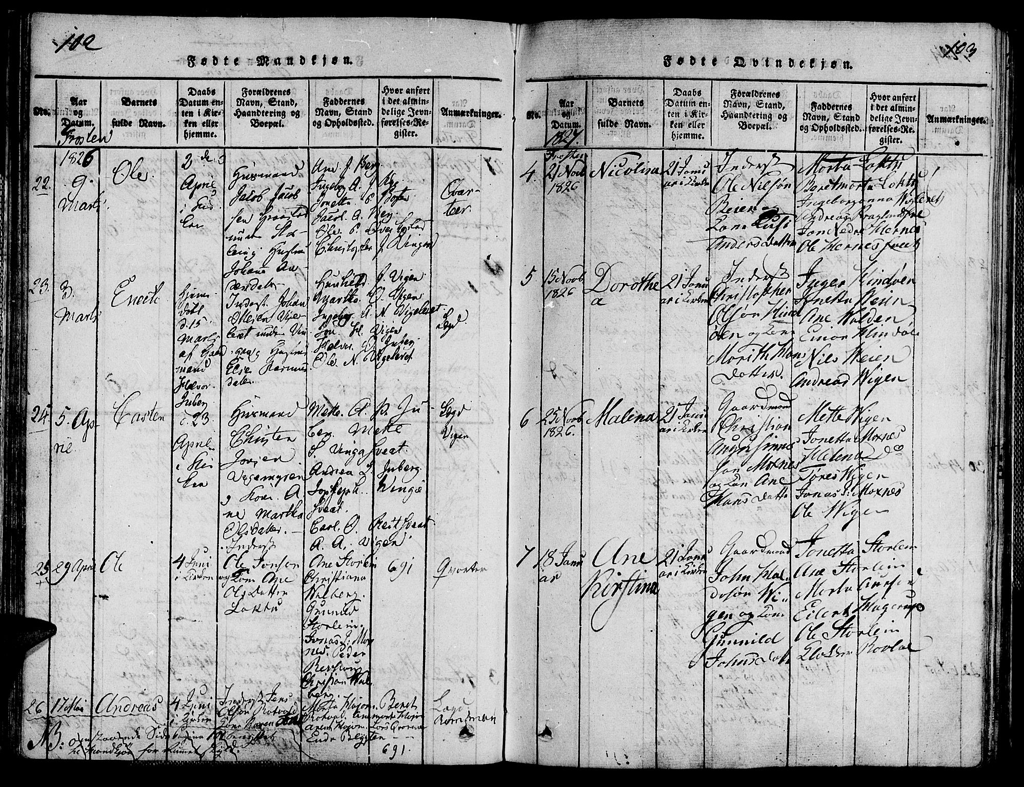 Ministerialprotokoller, klokkerbøker og fødselsregistre - Nord-Trøndelag, SAT/A-1458/713/L0112: Ministerialbok nr. 713A04 /1, 1817-1827, s. 102-103