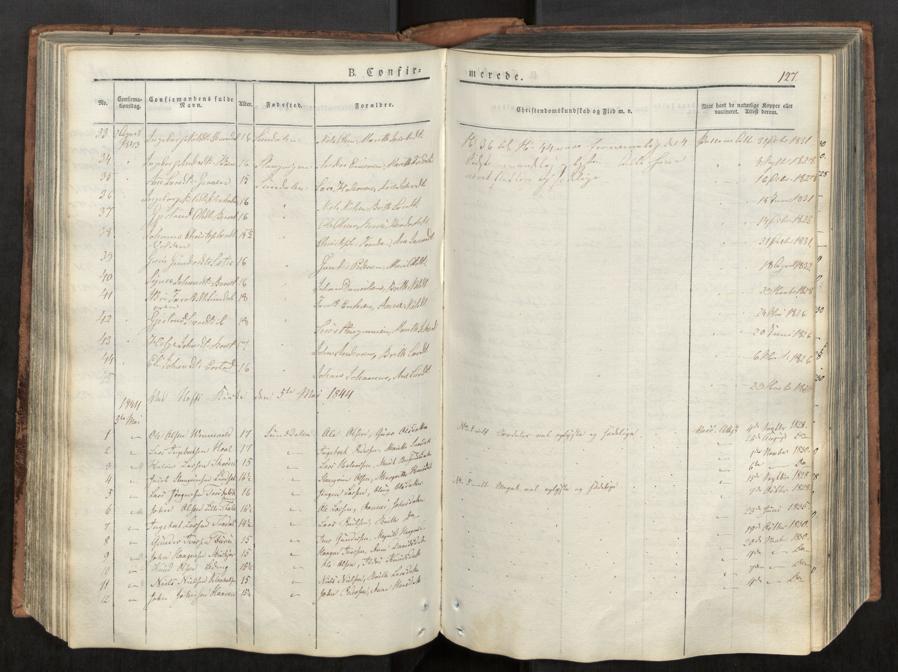Ministerialprotokoller, klokkerbøker og fødselsregistre - Møre og Romsdal, AV/SAT-A-1454/590/L1012: Ministerialbok nr. 590A04, 1832-1846, s. 127