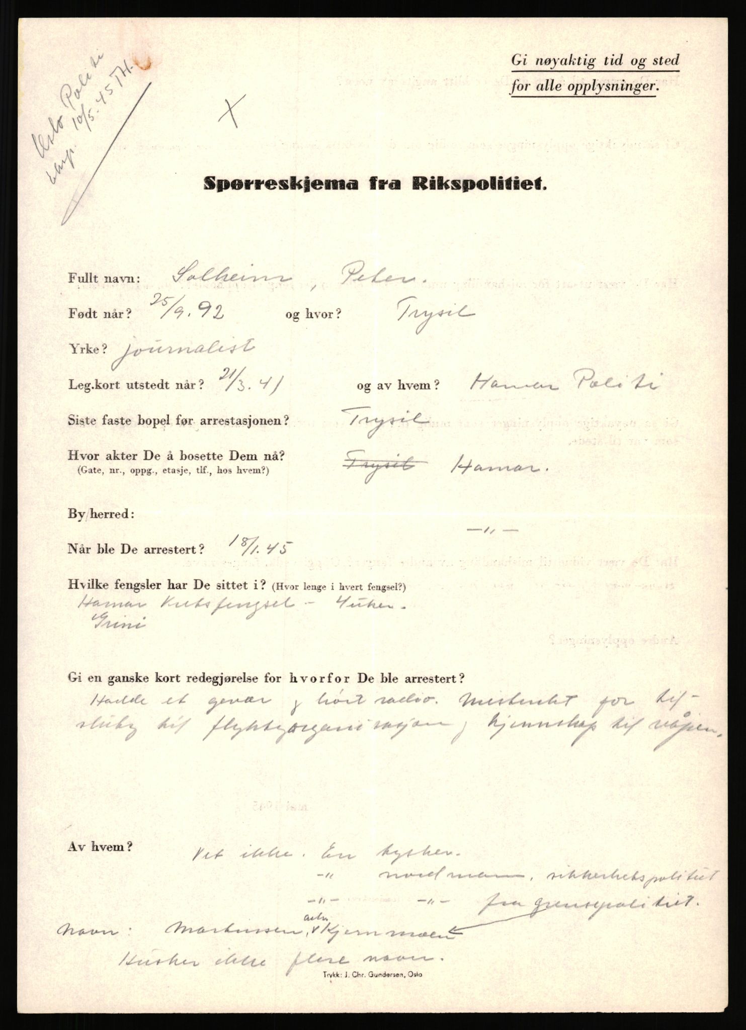 Rikspolitisjefen, AV/RA-S-1560/L/L0015: Scharff, Carlo Max - Stephensen, Gudrun, 1940-1945, s. 876