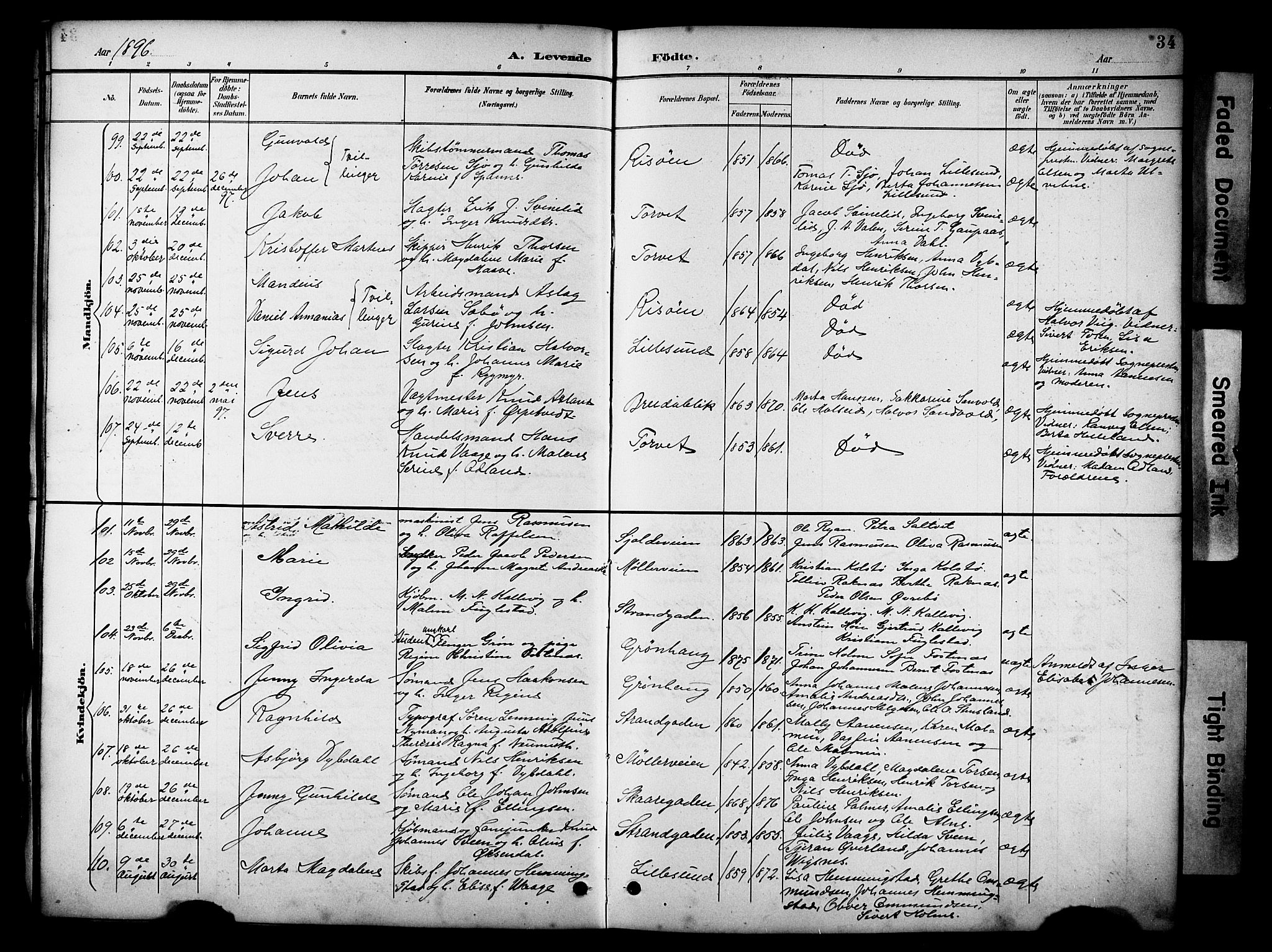 Haugesund sokneprestkontor, AV/SAST-A -101863/H/Ha/Hab/L0005: Klokkerbok nr. B 5, 1894-1908, s. 34