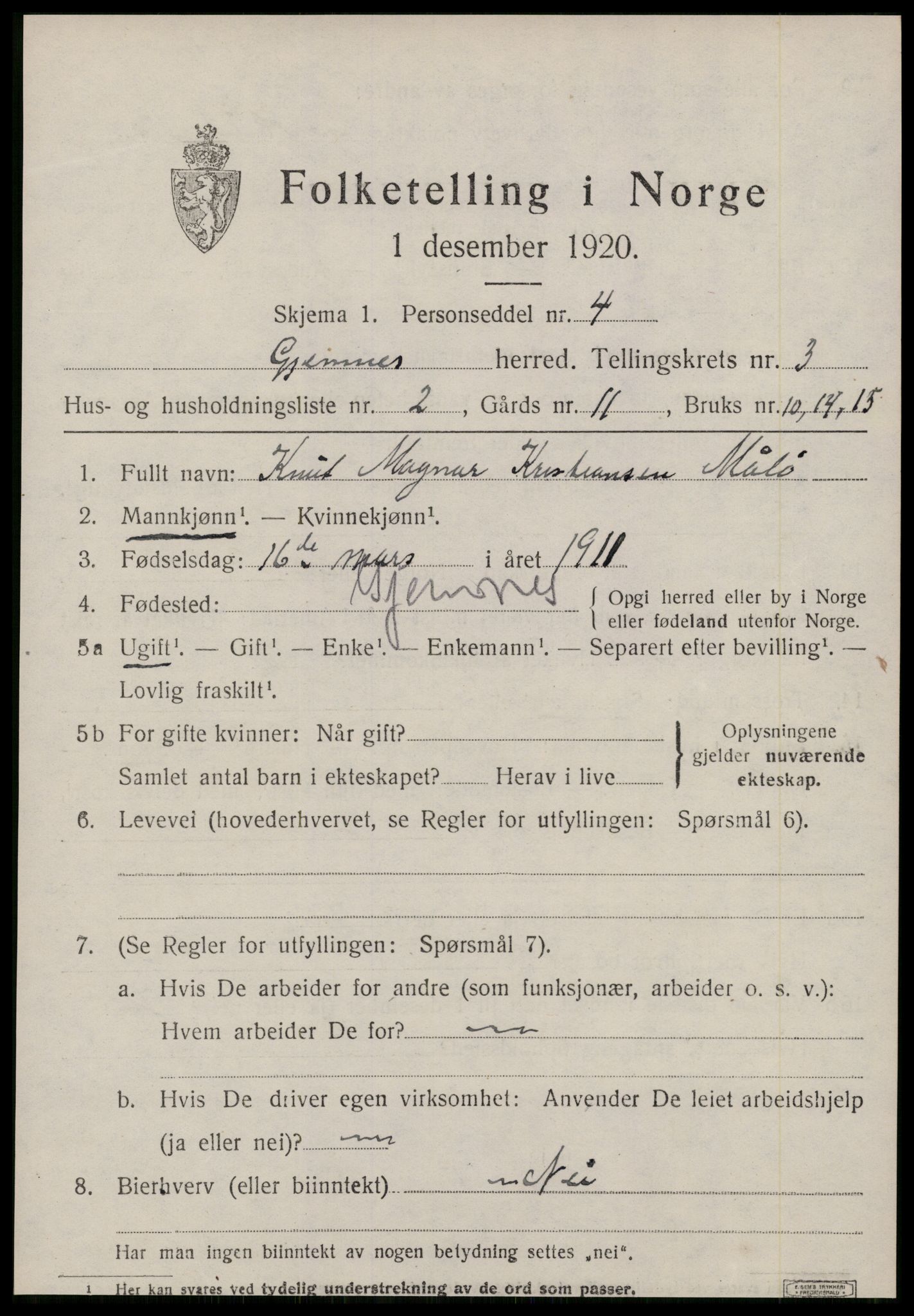 SAT, Folketelling 1920 for 1557 Gjemnes herred, 1920, s. 1214