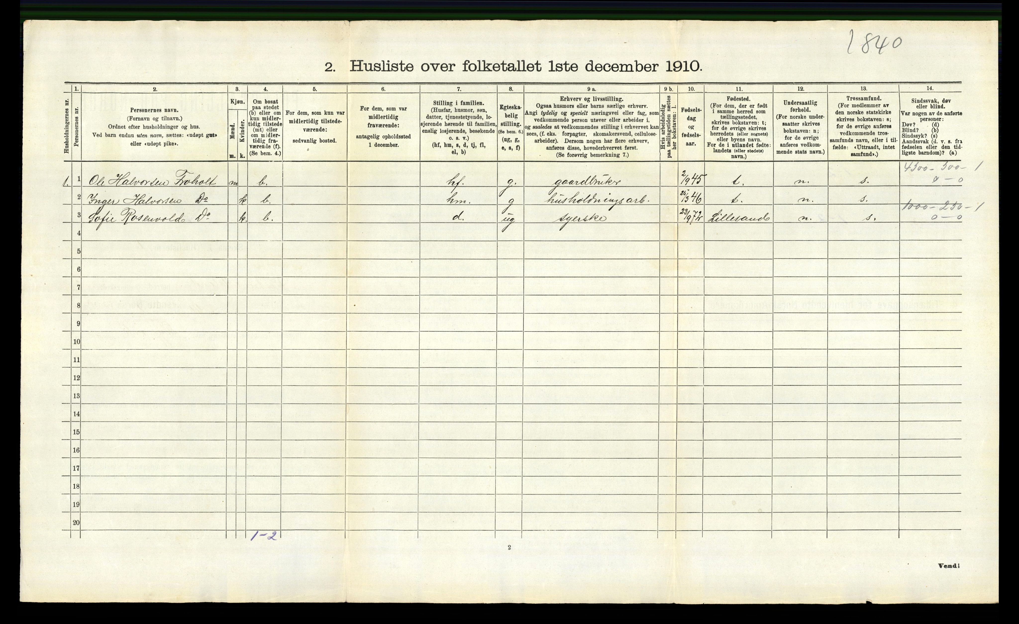 RA, Folketelling 1910 for 0926 Vestre Moland herred, 1910, s. 507