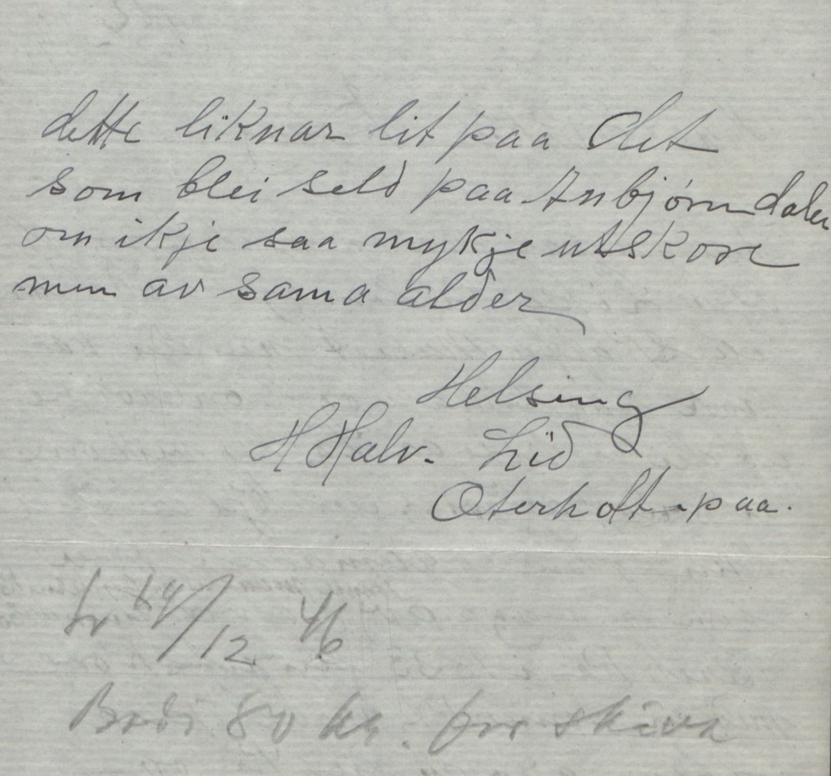 Rikard Berge, TEMU/TGM-A-1003/F/L0018/0056: 600-656 / 655 Brev, kataloger og andre papir til Rikard Berge. Konvolutten merka: Postpapir8, 1910-1950