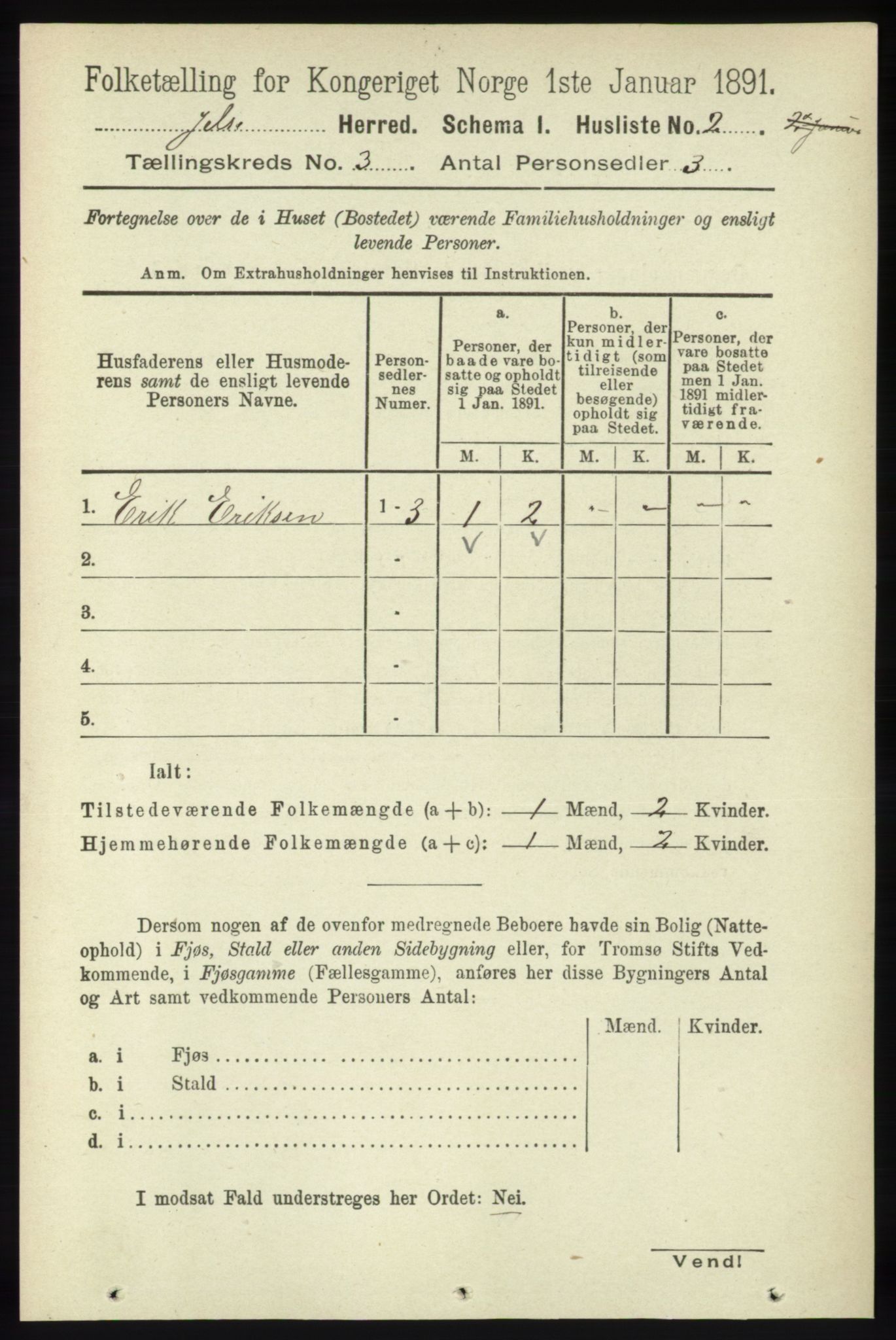 RA, Folketelling 1891 for 1138 Jelsa herred, 1891, s. 329