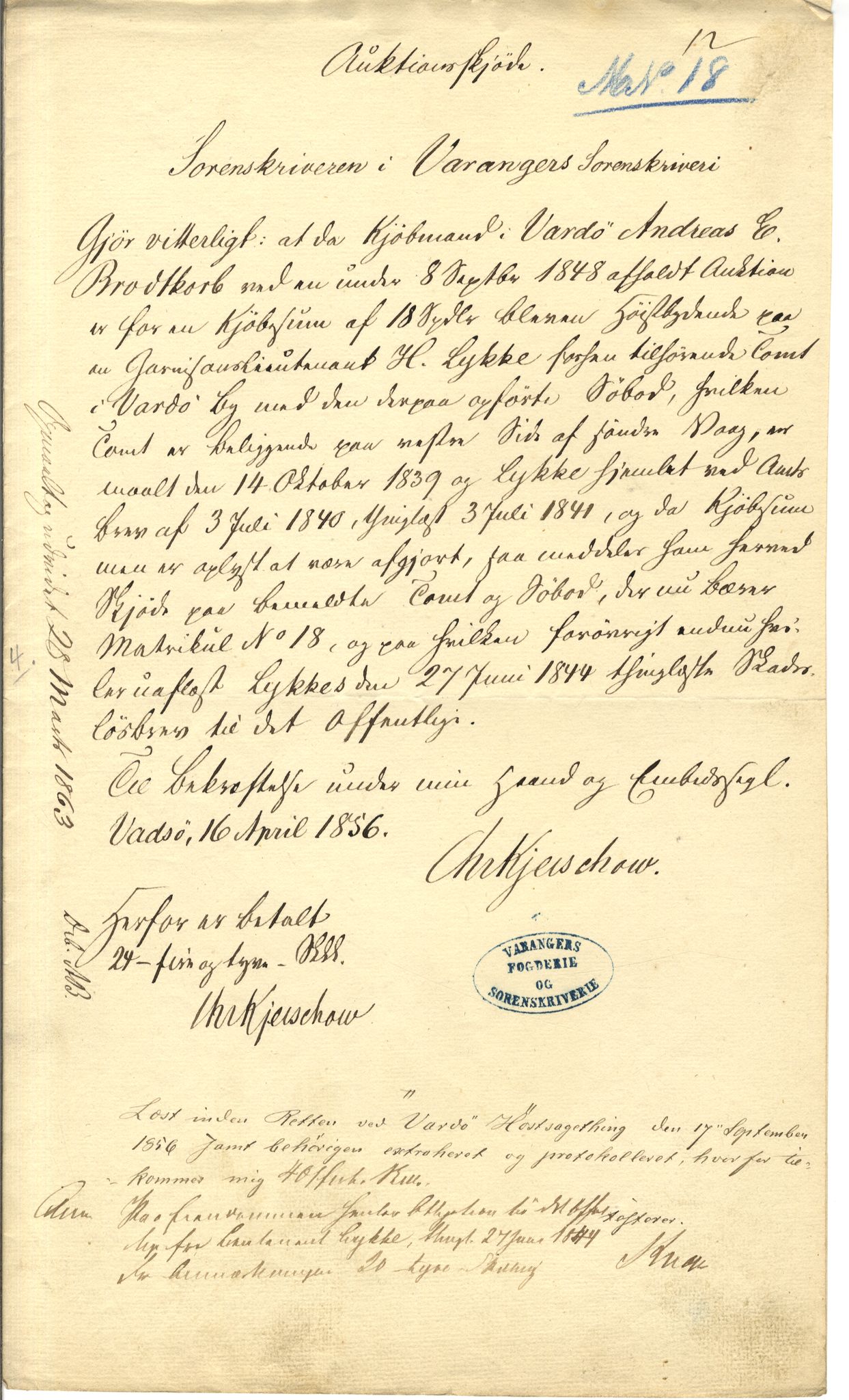 Brodtkorb handel A/S, VAMU/A-0001/Q/Qb/L0001: Skjøter og grunnbrev i Vardø by, 1822-1943, s. 13