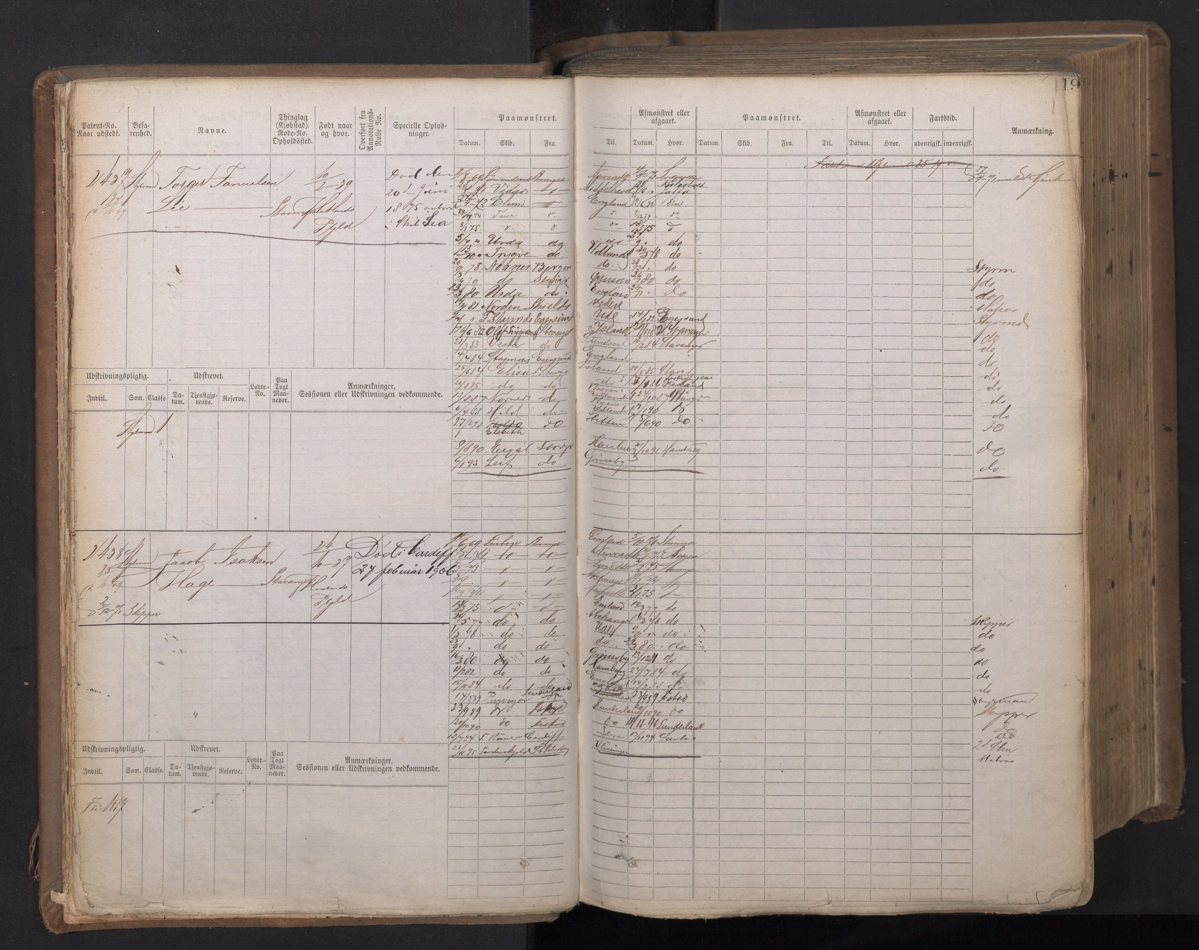 Stavanger sjømannskontor, AV/SAST-A-102006/F/Fb/Fbb/L0018: Sjøfartshovedrulle patnentnr. 2402-3602 (dublett), 1869, s. 22