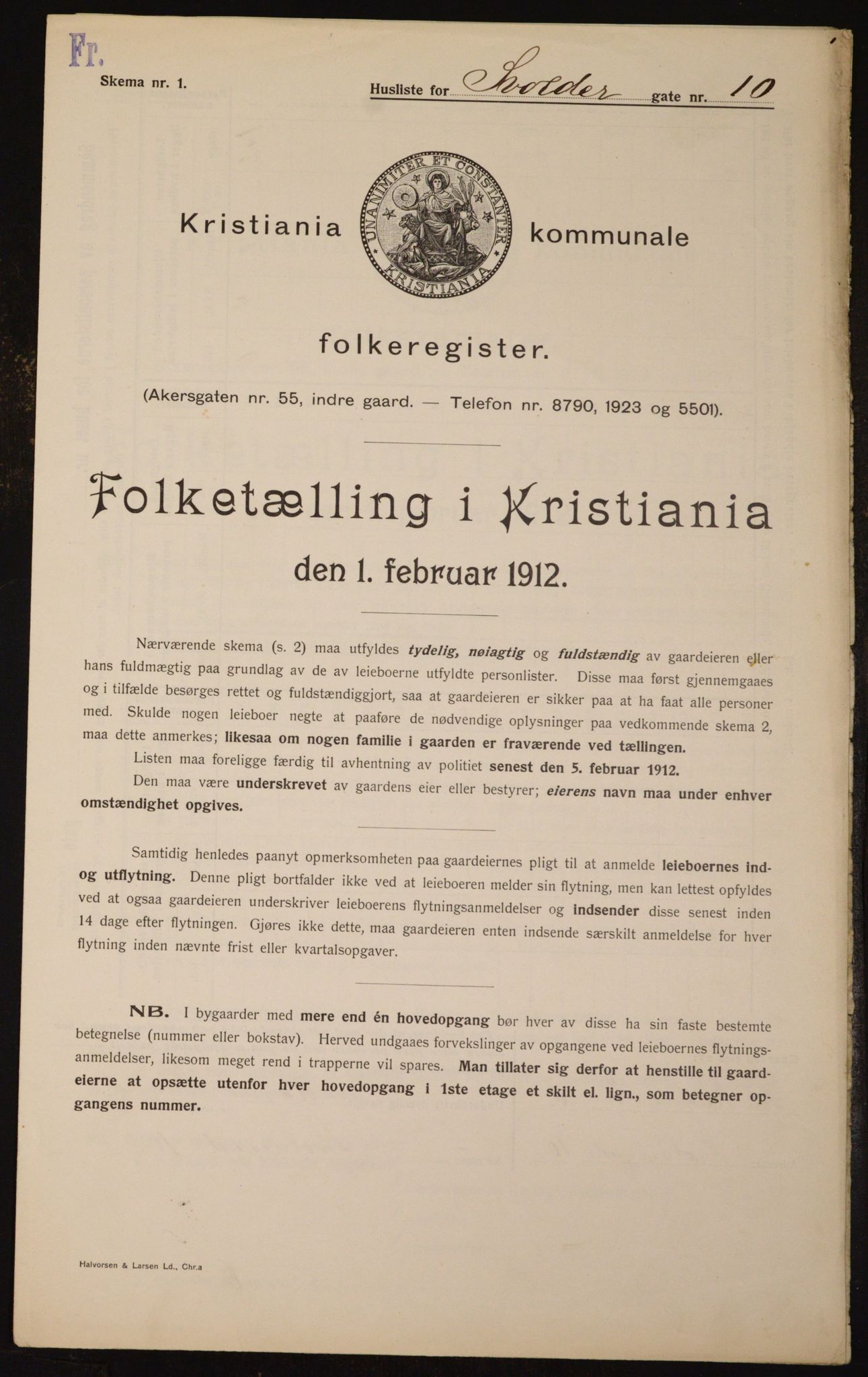 OBA, Kommunal folketelling 1.2.1912 for Kristiania, 1912, s. 106352