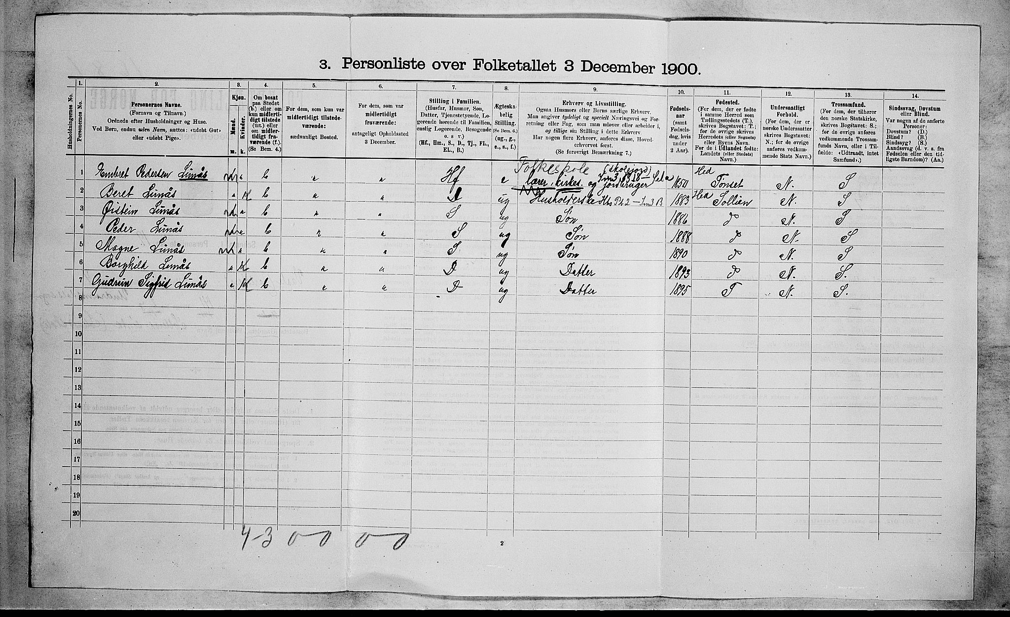 RA, Folketelling 1900 for 0716 Våle herred, 1900, s. 548