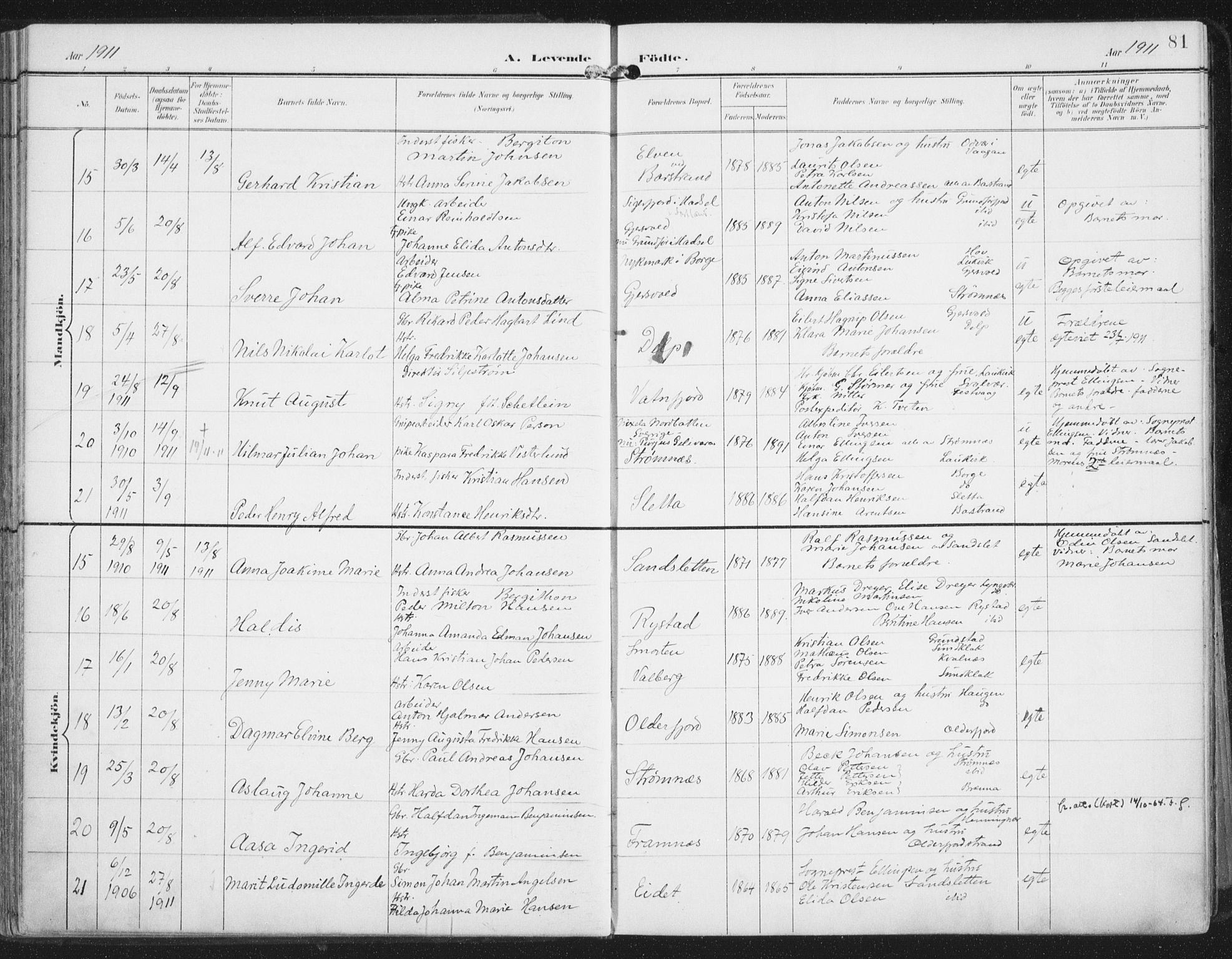Ministerialprotokoller, klokkerbøker og fødselsregistre - Nordland, SAT/A-1459/876/L1098: Ministerialbok nr. 876A04, 1896-1915, s. 81