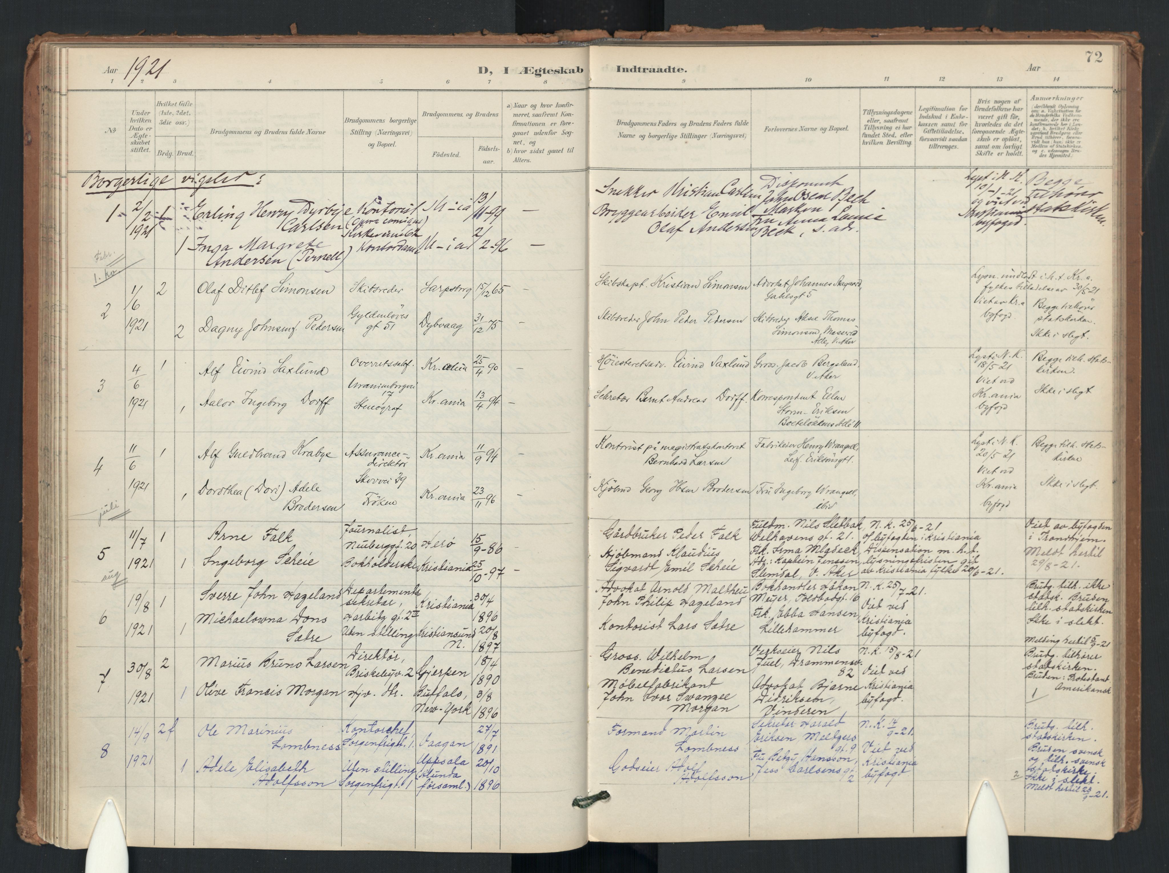 Uranienborg prestekontor Kirkebøker, AV/SAO-A-10877/F/Fa/L0006: Ministerialbok nr. I 6, 1894-1935, s. 72