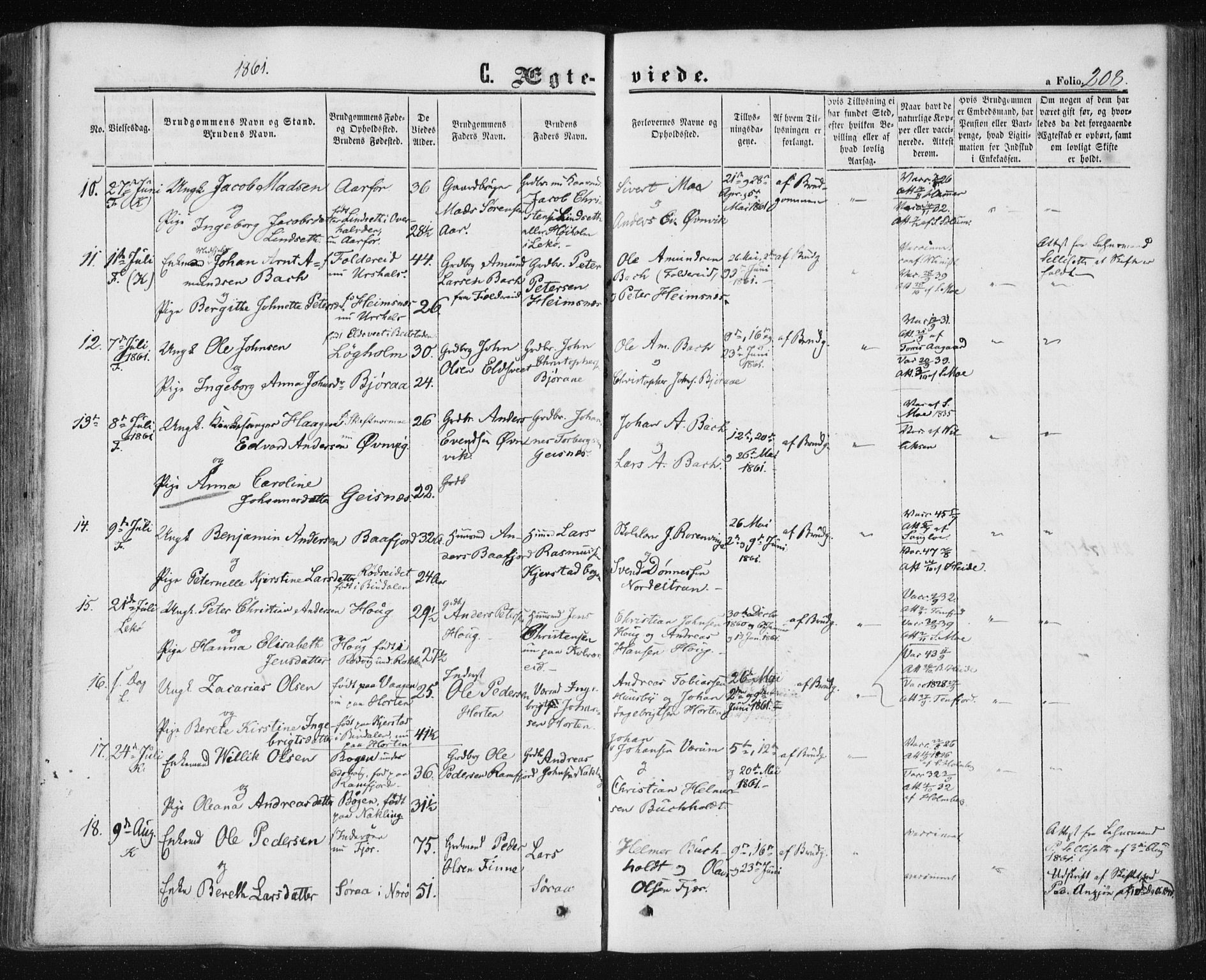 Ministerialprotokoller, klokkerbøker og fødselsregistre - Nord-Trøndelag, AV/SAT-A-1458/780/L0641: Ministerialbok nr. 780A06, 1857-1874, s. 208