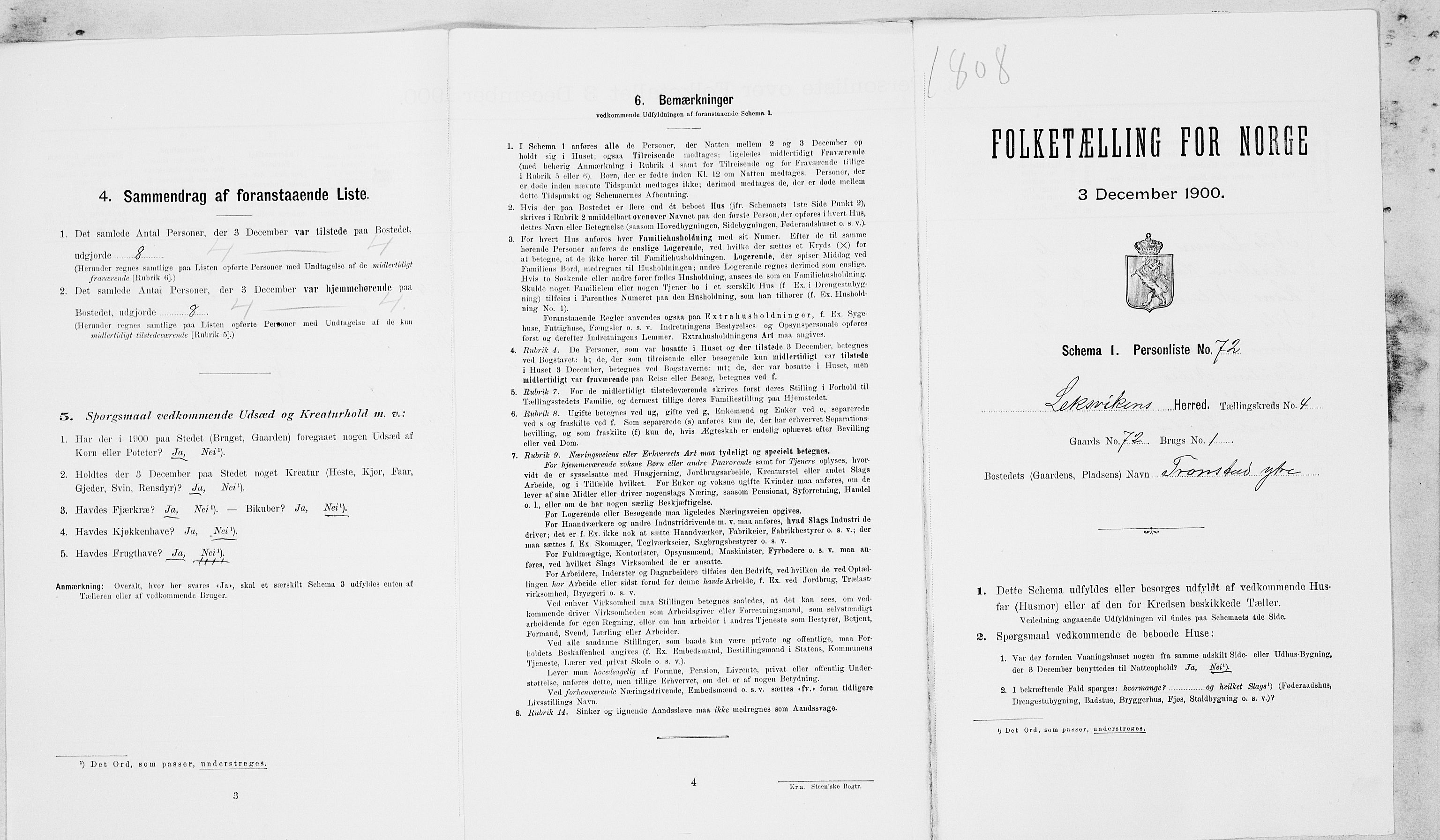 SAT, Folketelling 1900 for 1718 Leksvik herred, 1900, s. 604