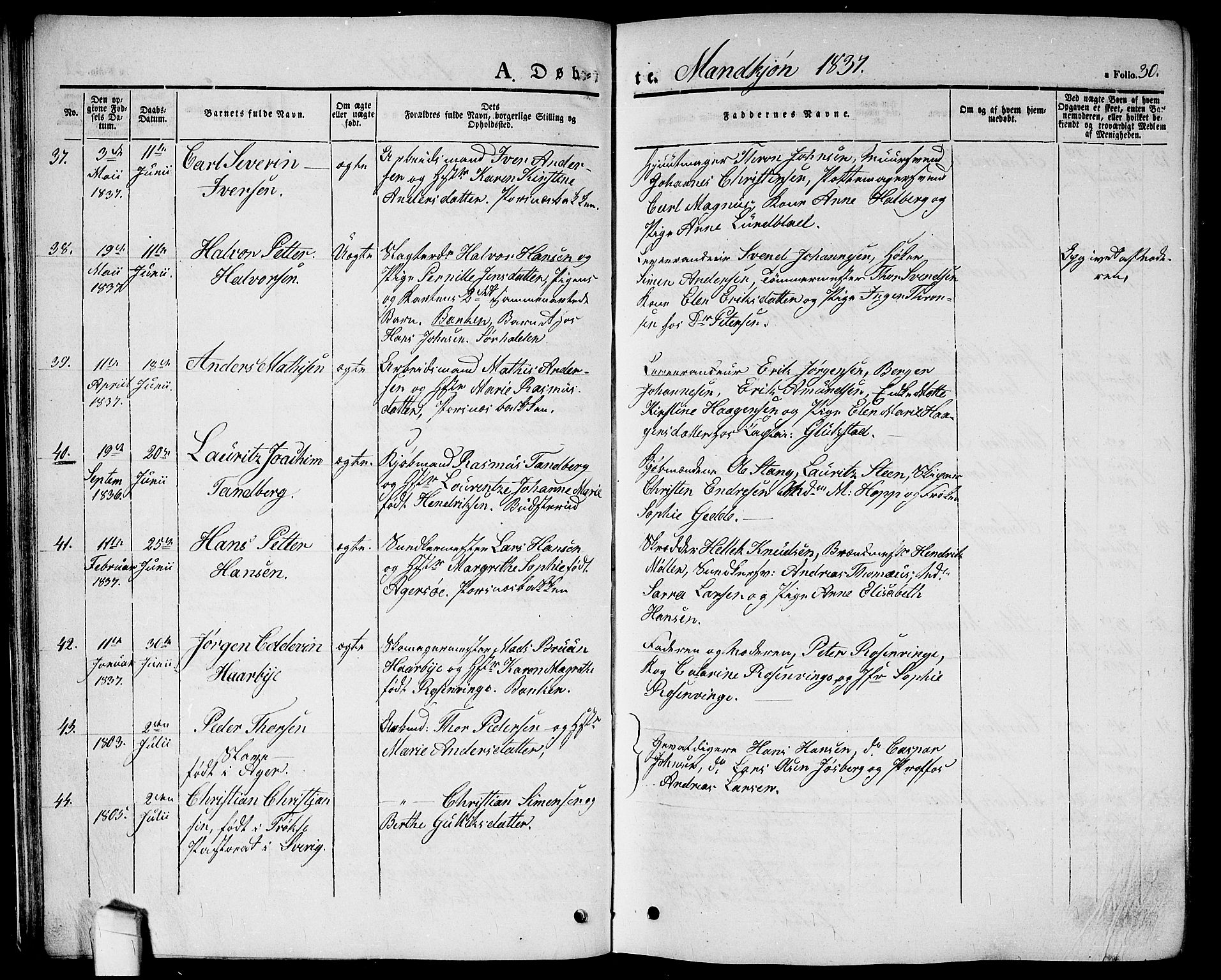 Halden prestekontor Kirkebøker, AV/SAO-A-10909/G/Ga/L0003: Klokkerbok nr. 3, 1834-1844, s. 30