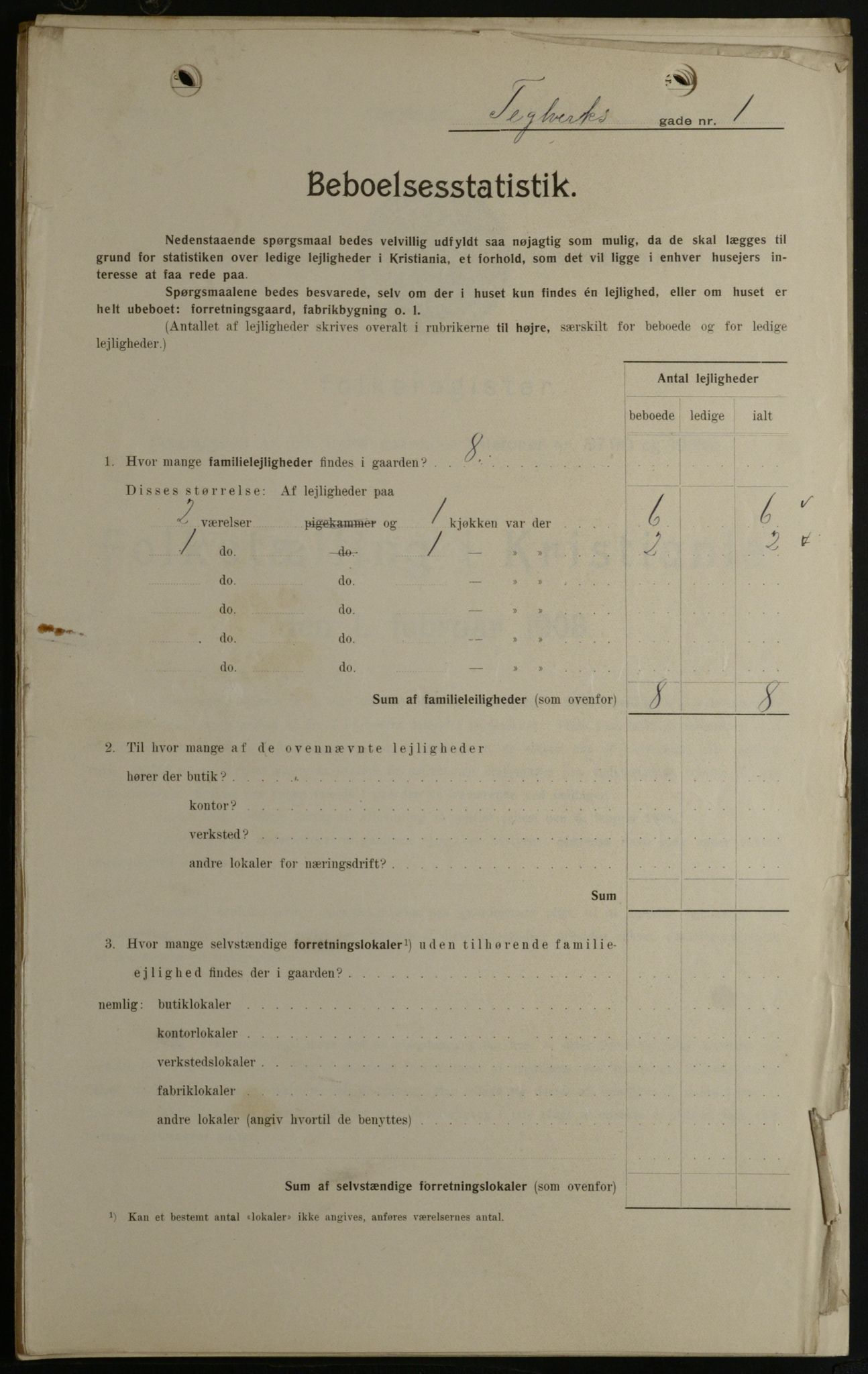 OBA, Kommunal folketelling 1.2.1908 for Kristiania kjøpstad, 1908, s. 96482