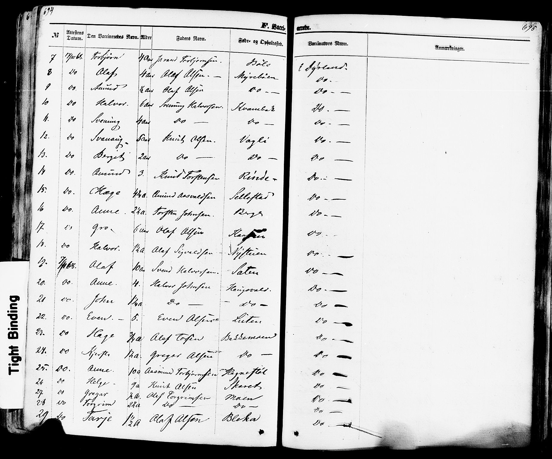 Seljord kirkebøker, SAKO/A-20/F/Fa/L0013: Ministerialbok nr. I 13, 1866-1876, s. 694-695