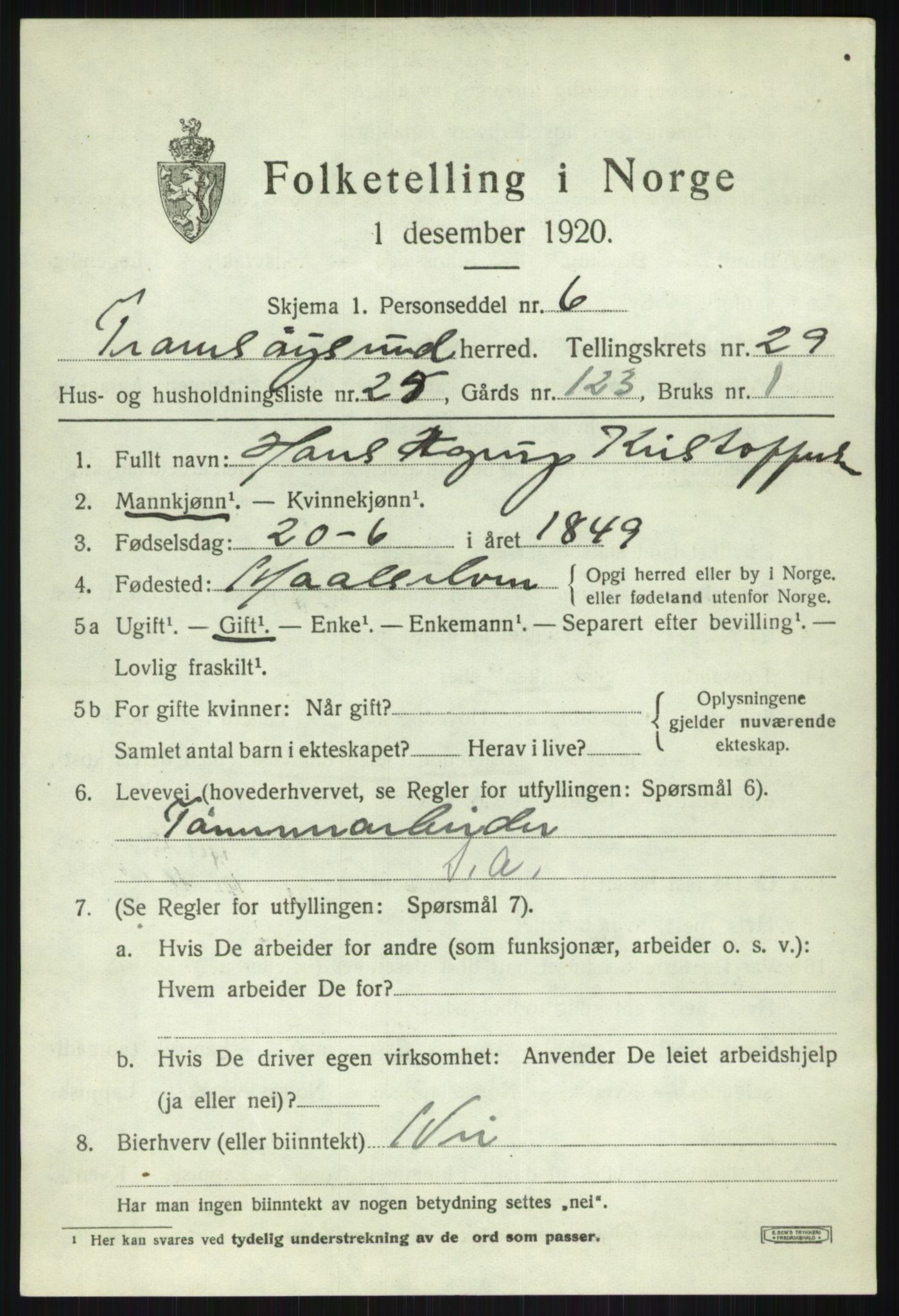 SATØ, Folketelling 1920 for 1934 Tromsøysund herred, 1920, s. 13646